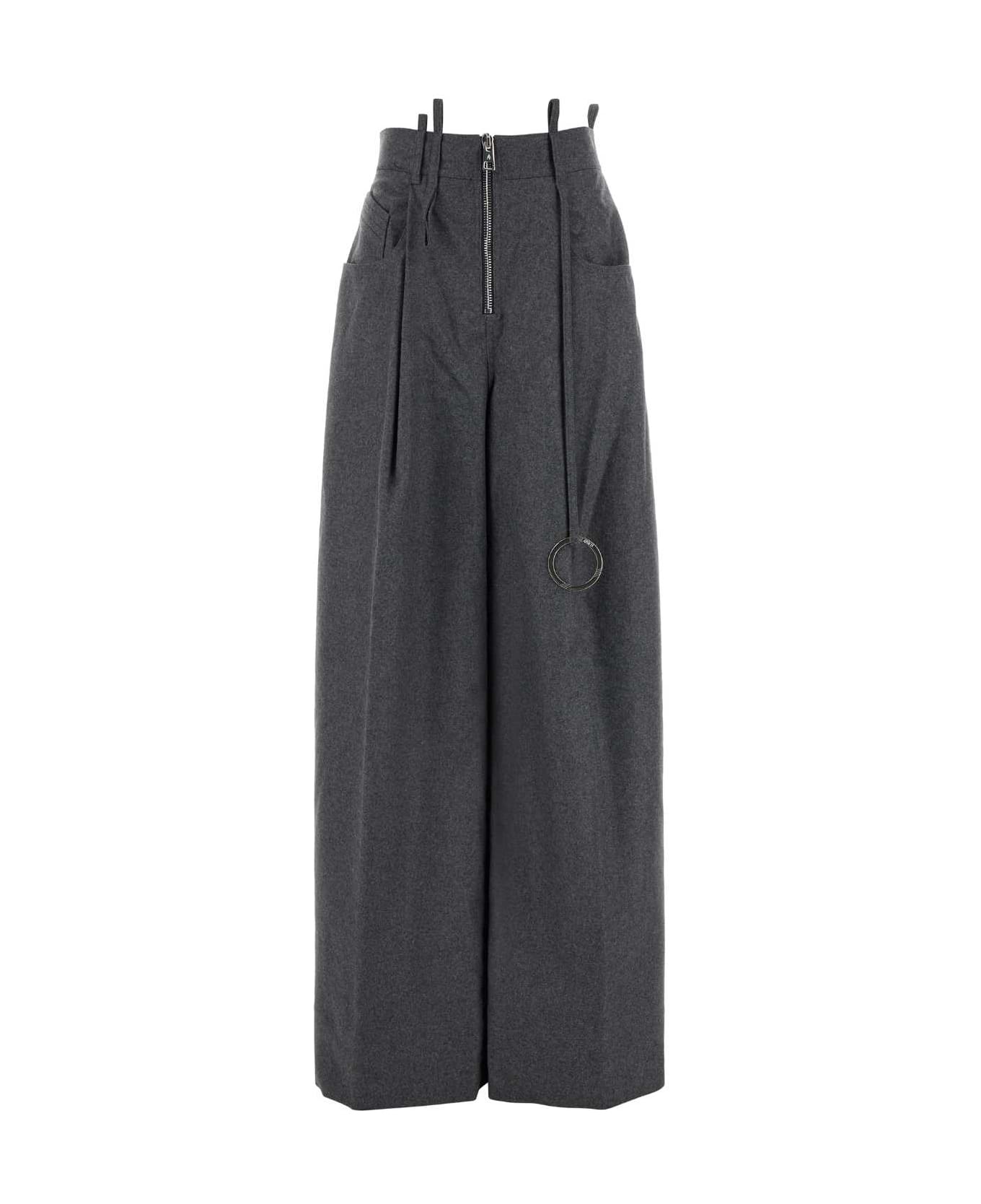 Dark Grey Wool Blend Palazzo Pant - 1