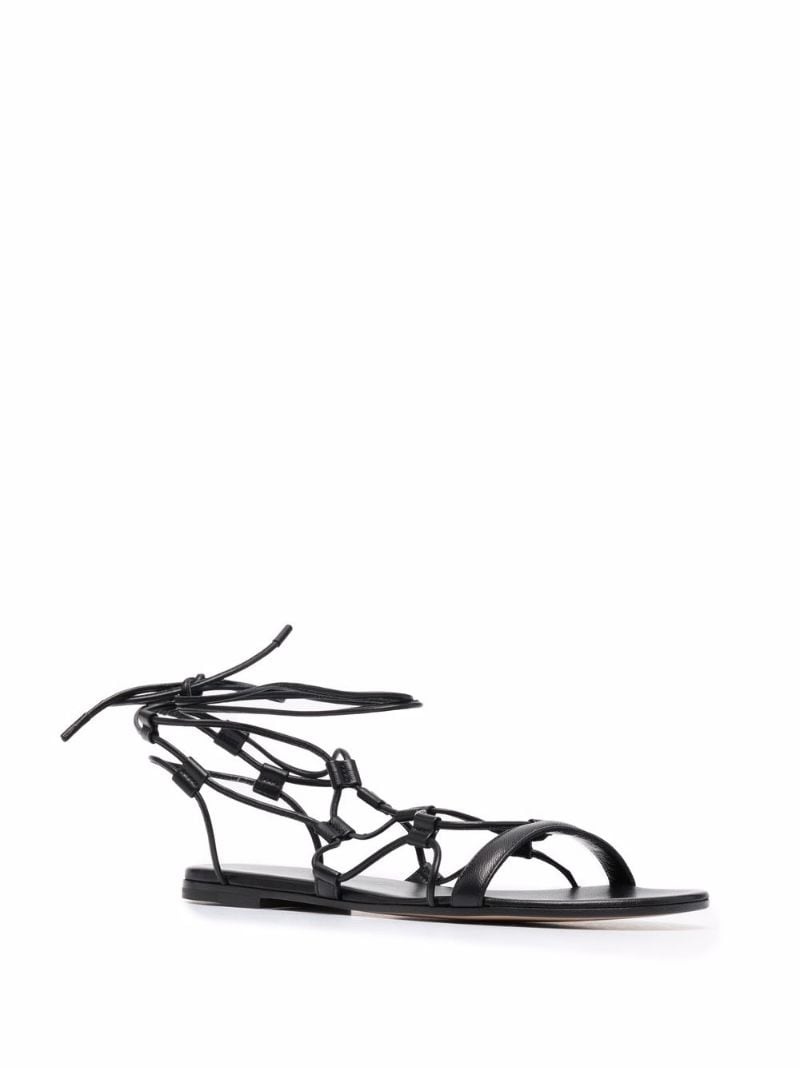 lace-up leather sandals - 2