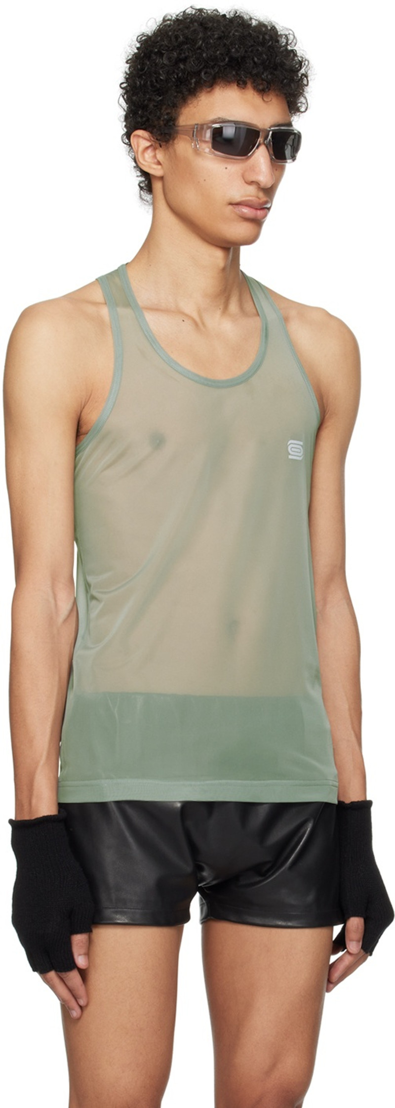 OLLY SHINDER Green Racer Back Tank Top outlook