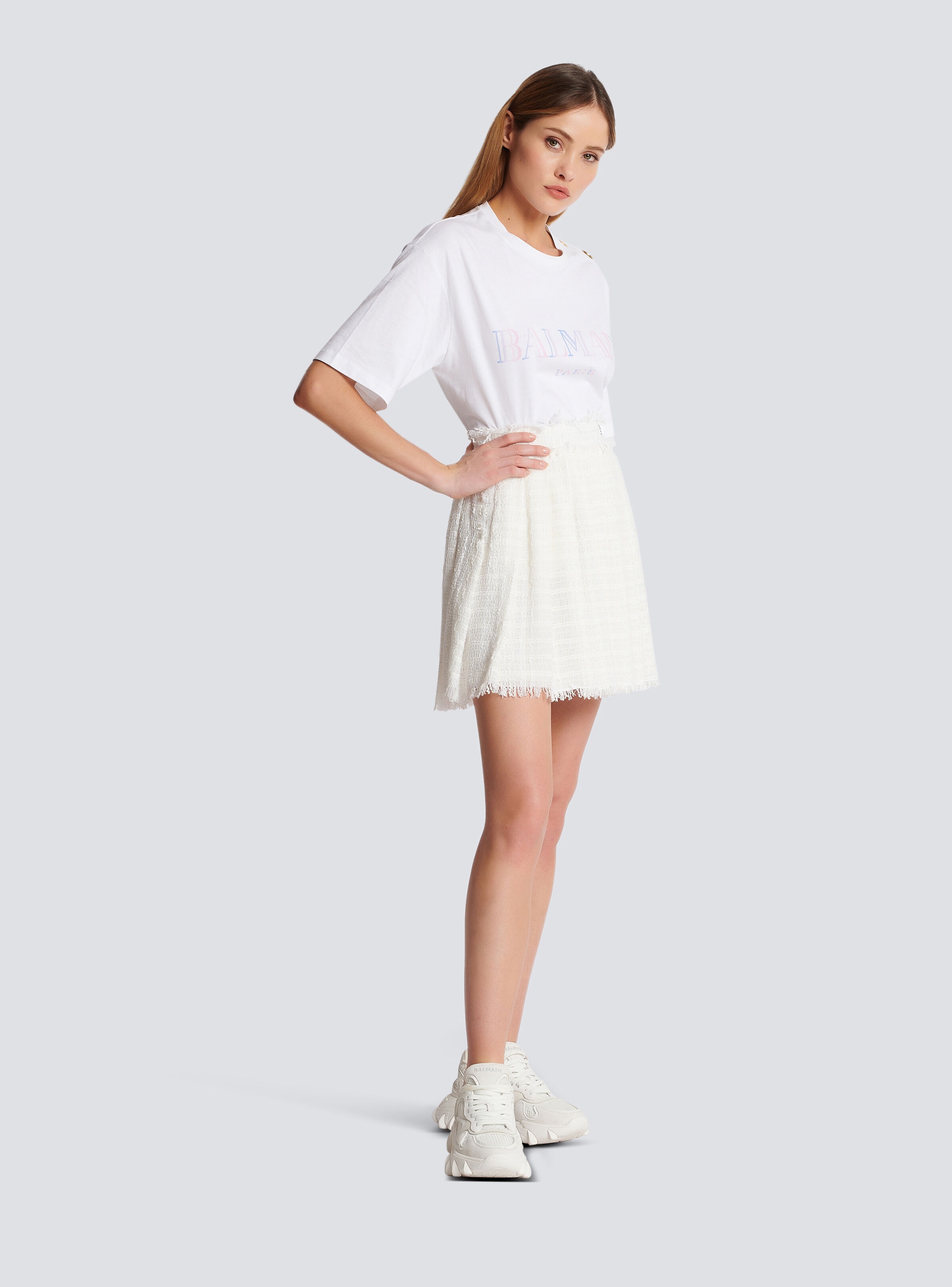 Fringed tweed skater skirt - 3