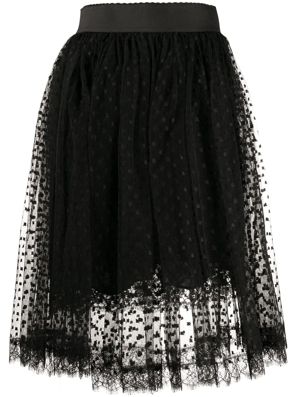 pleated lace midi skirt - 1