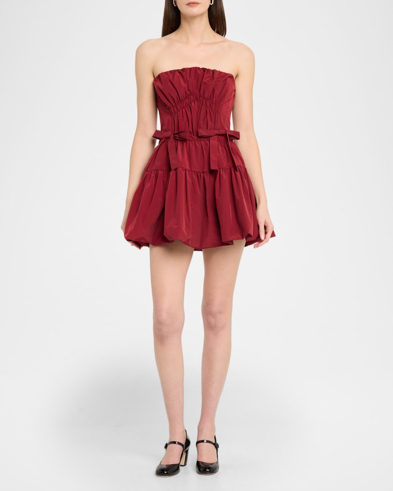 AKNVAS Kamilla Strapless Taffeta Bow Mini Dress outlook
