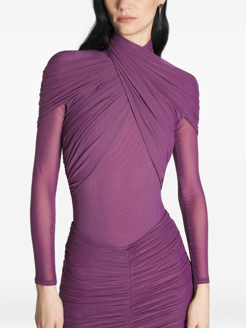draped high-neck top - 2