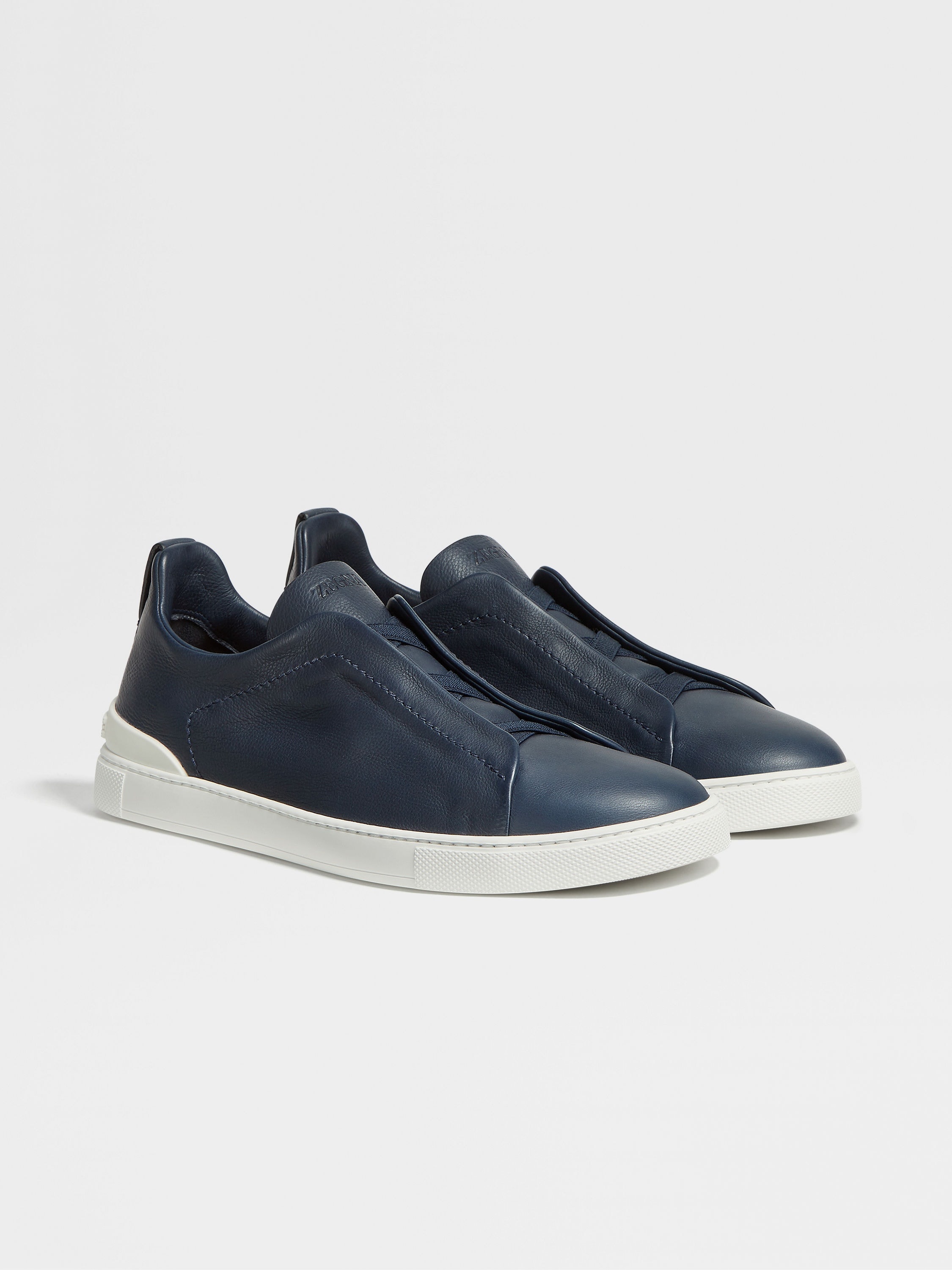 BLUE LEATHER TRIPLE STITCH™ SNEAKERS - 1