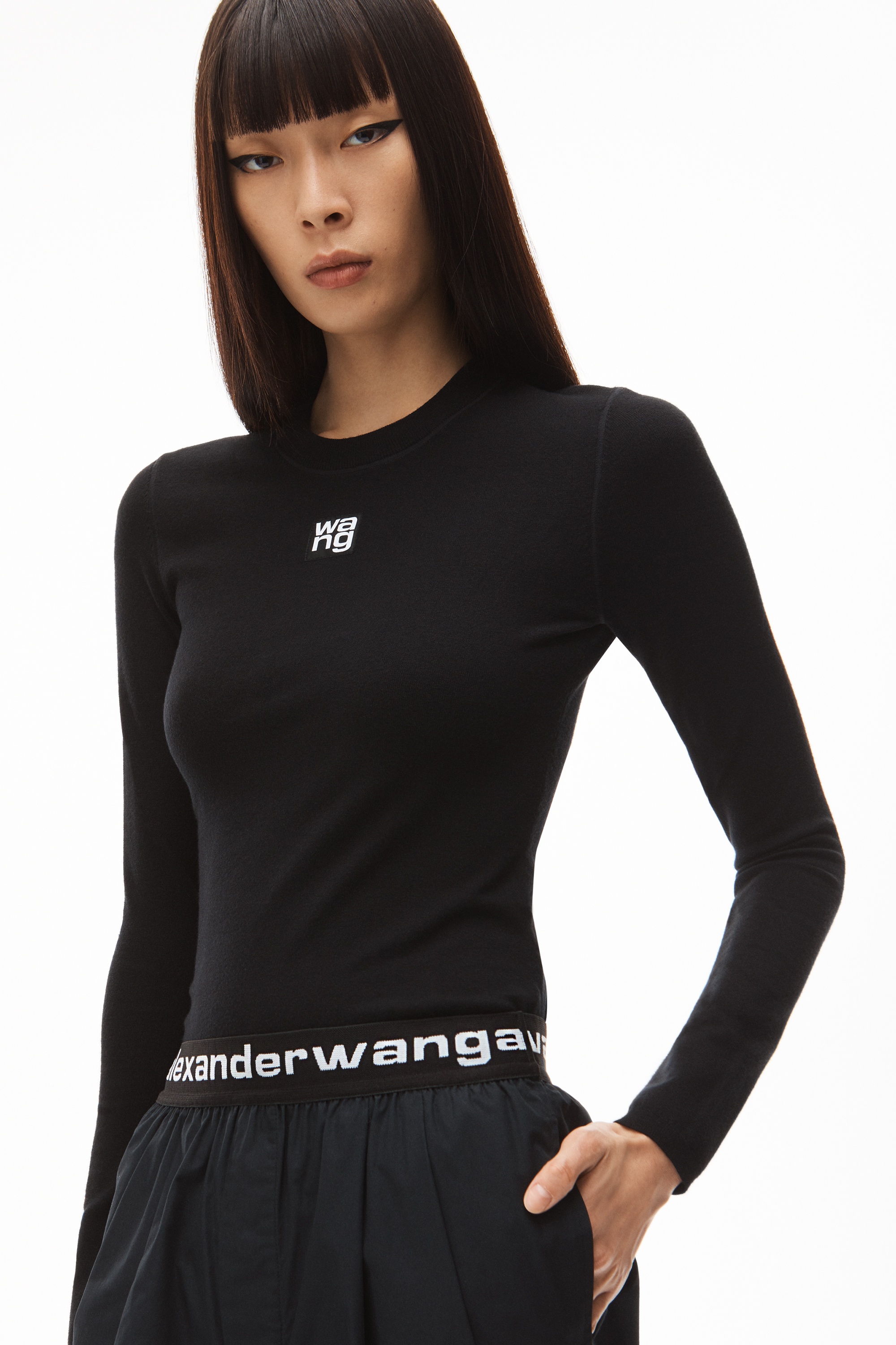 LOGO PATCH CREWNECK TOP IN BODYCON KNIT - 3