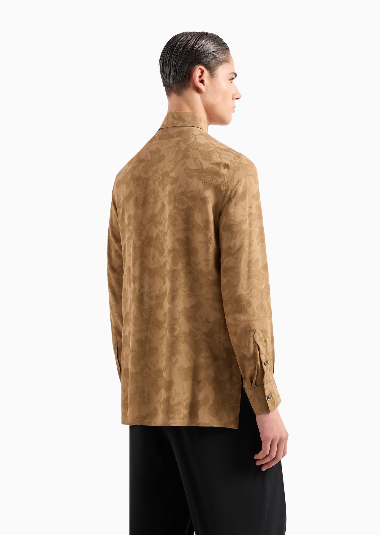 Viscose shirt with jacquard floral motif - 3