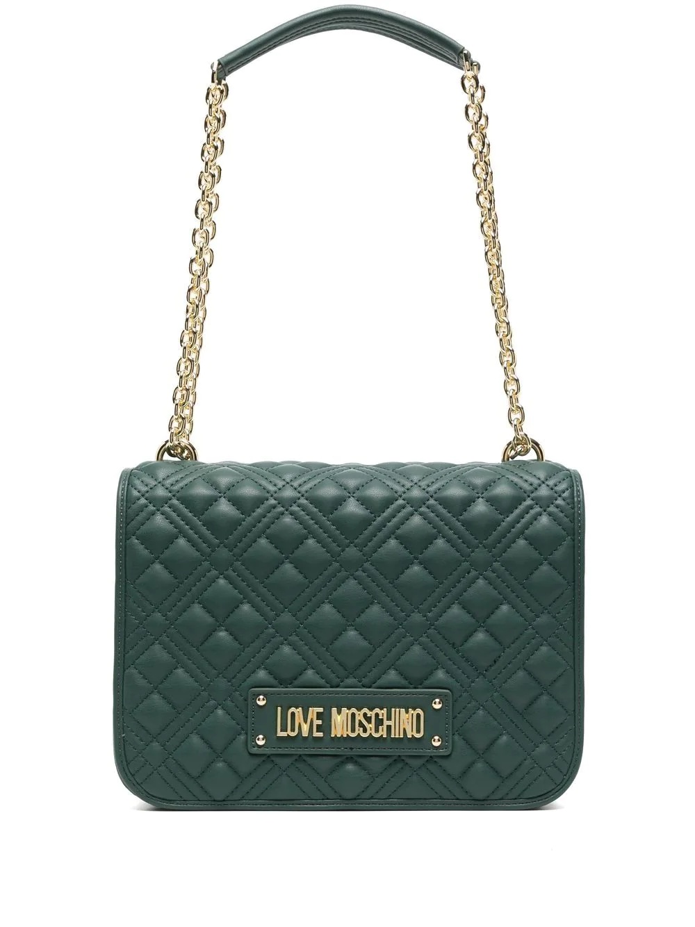 quilted logo-plaque detail shoulder bag - 1