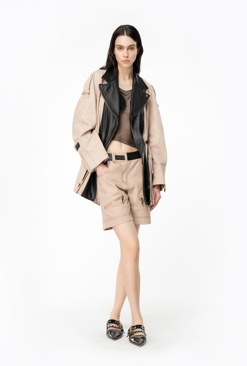 PINKO COTTON AND LEATHER SHORTS outlook