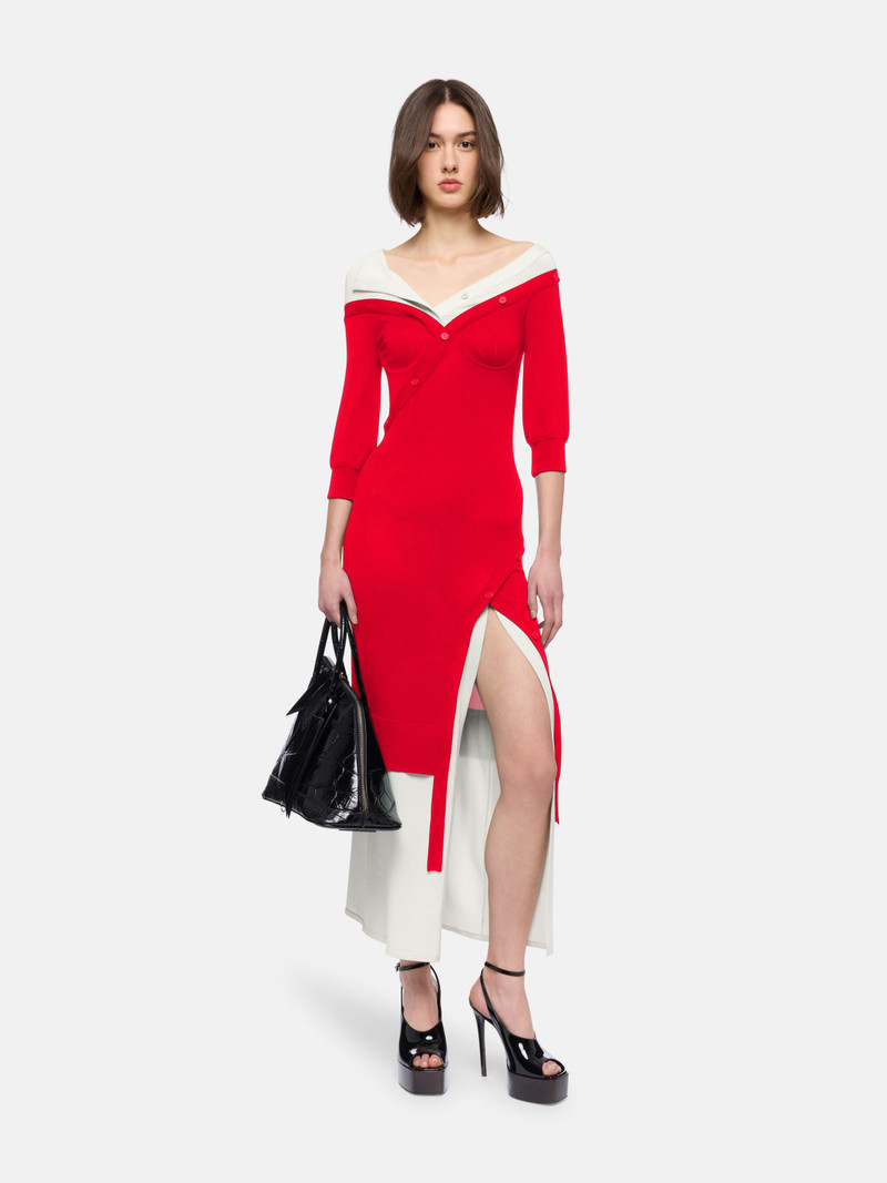 THE ATTICO RED AND BEIGE KNITTED DRESS outlook