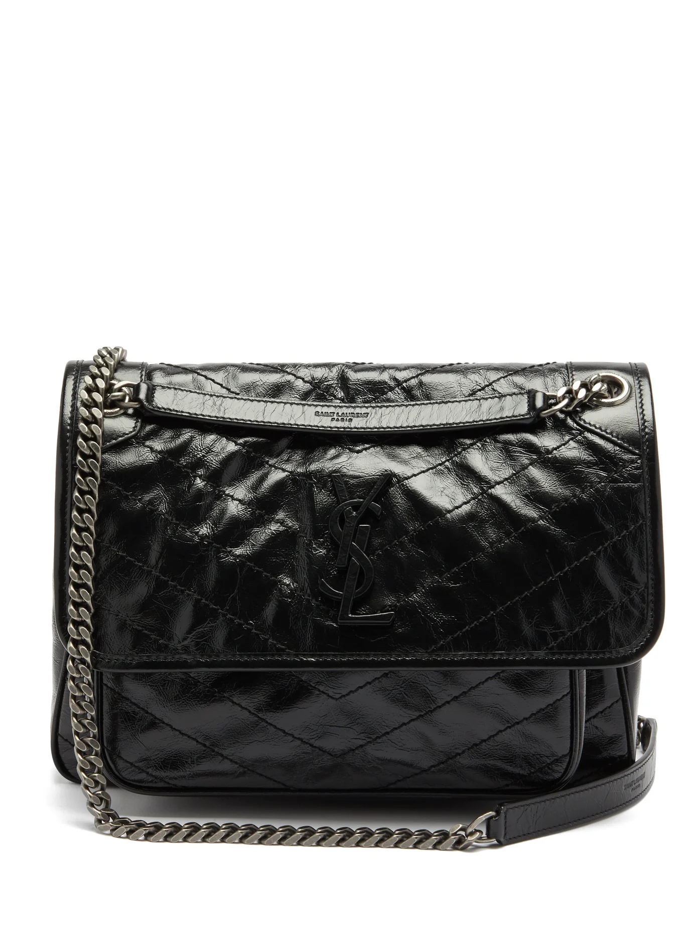 Niki YSL-plaque medium crinkled-leather bag - 1