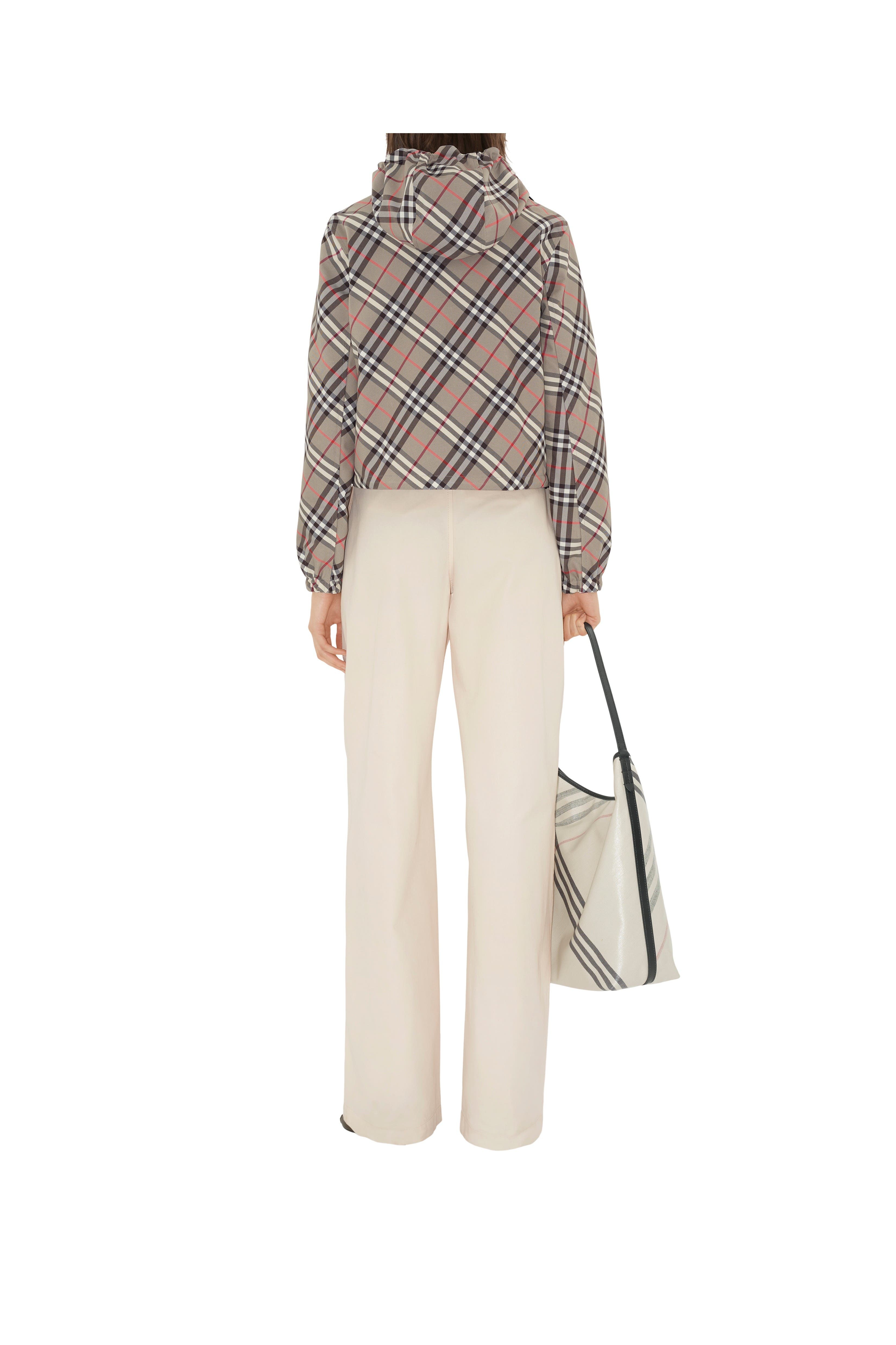 burberry Cropped Reversible Check Jacket in Mauve Grey at Nordstrom - 5