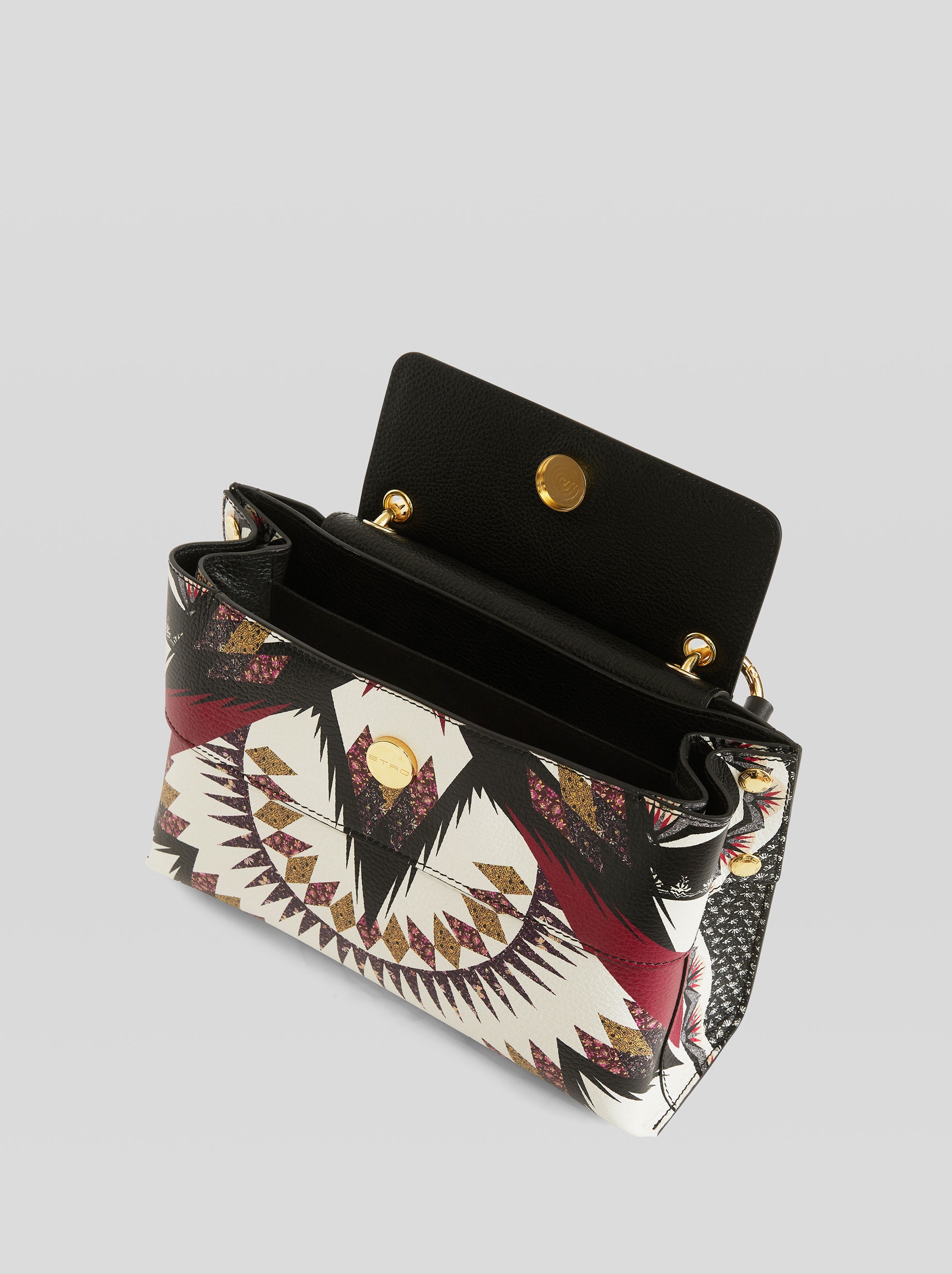 MEDIUM LEATHER BAG WITH GEOMETRIC PRINT - 4