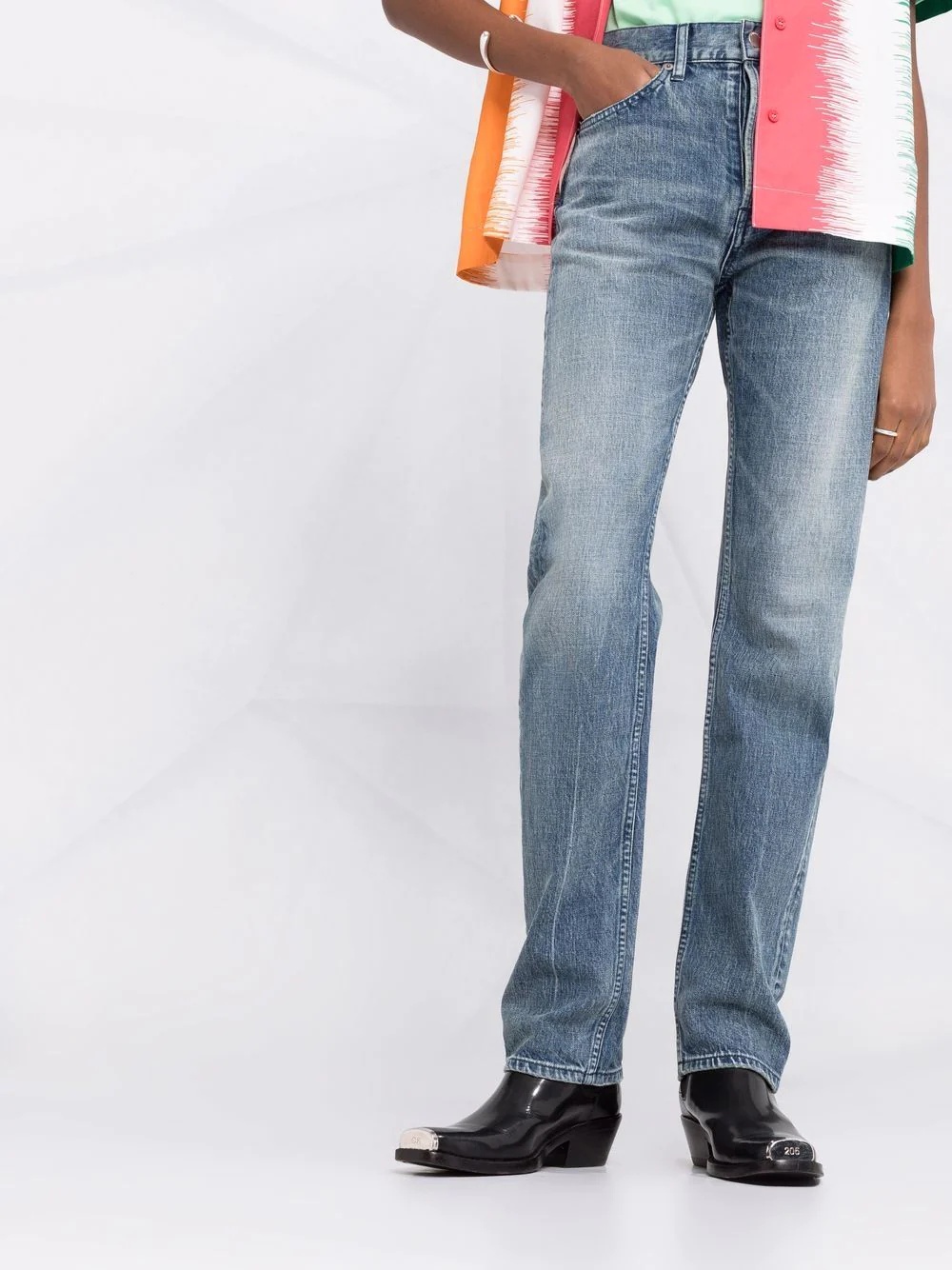 straight-leg washed jeans - 5