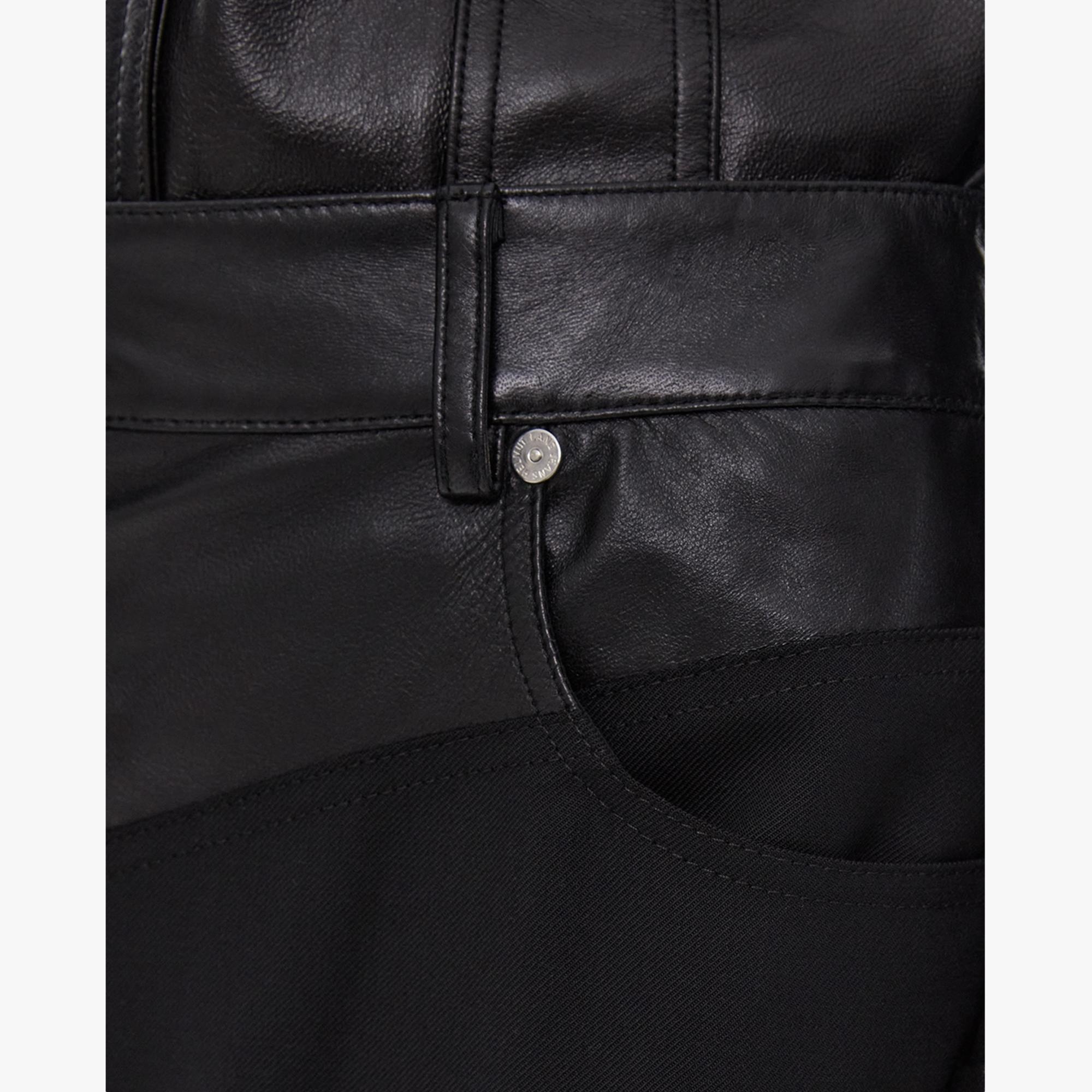 LEATHER-TRIMMED GARTER SKIRT - 6