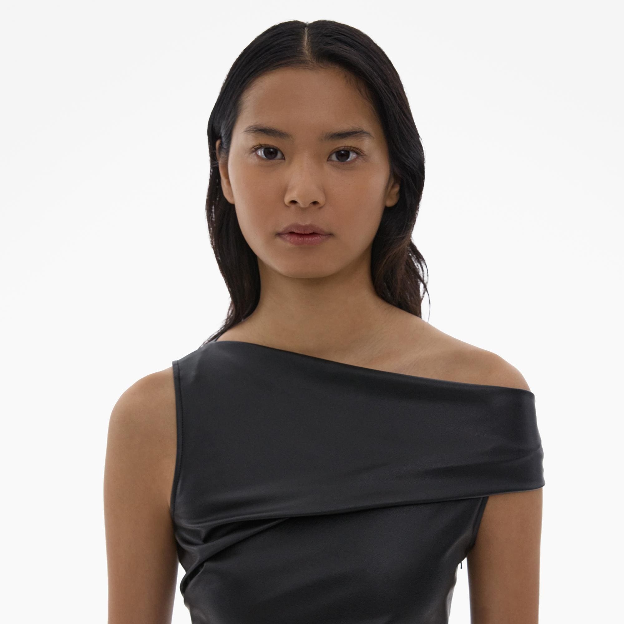 FAUX LEATHER ASYMMETRICAL DRESS - 7