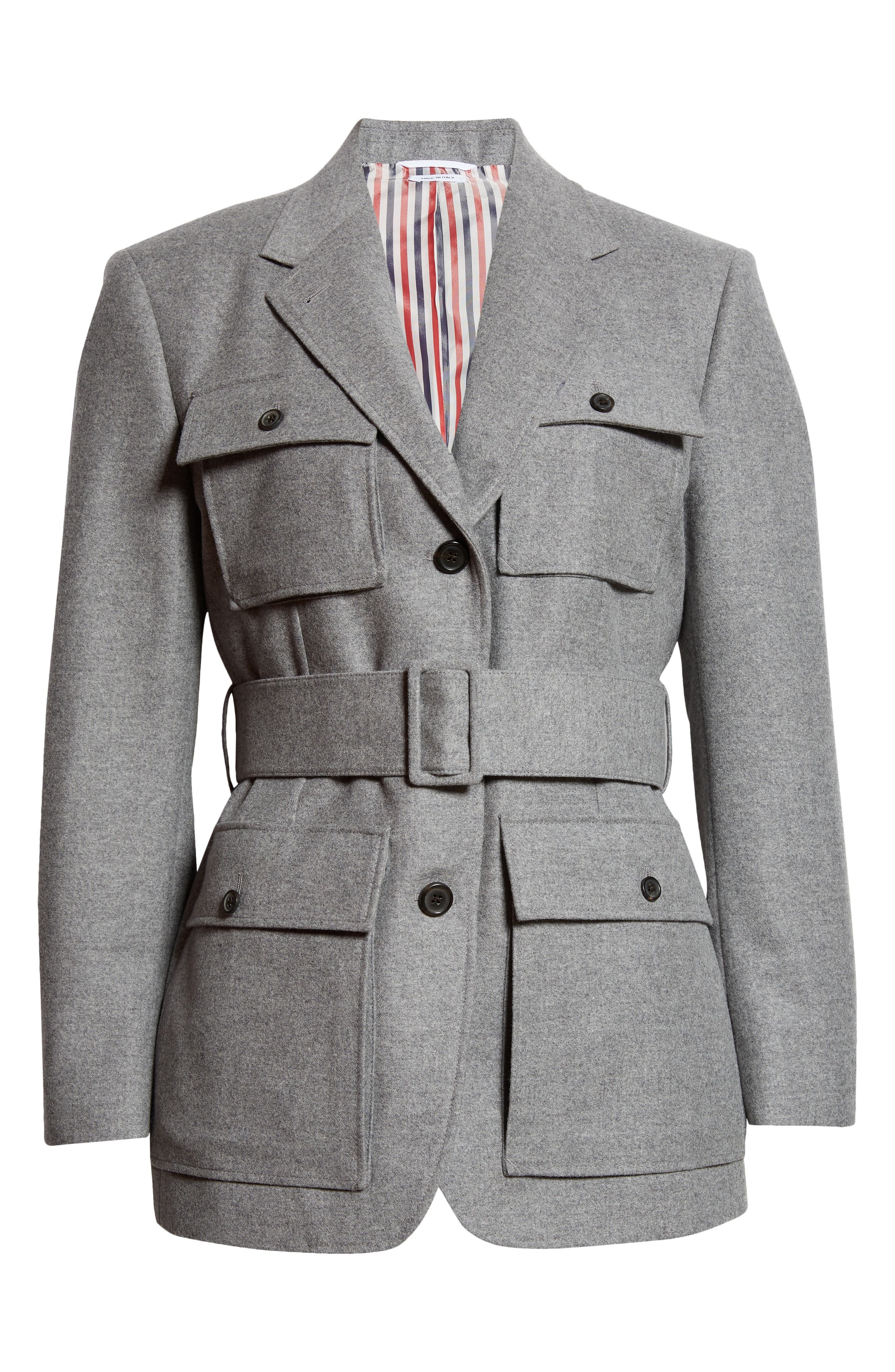 Thom Browne Wool Flannel Safari Jacket in Light Grey at Nordstrom - 7