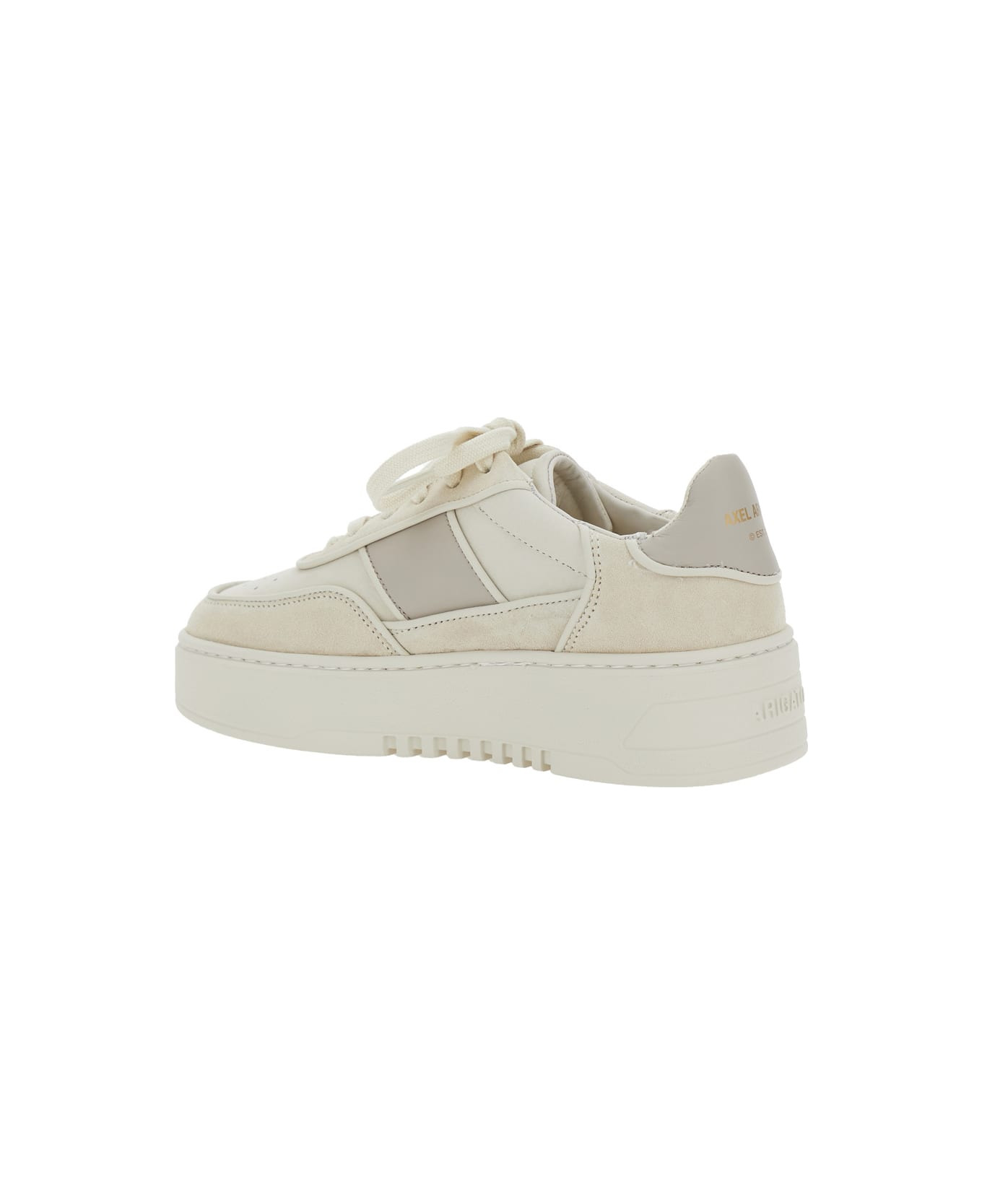 Beige Sneakers With Contrasting Heel With Logo Lettering In Leather Blend Woman - 3