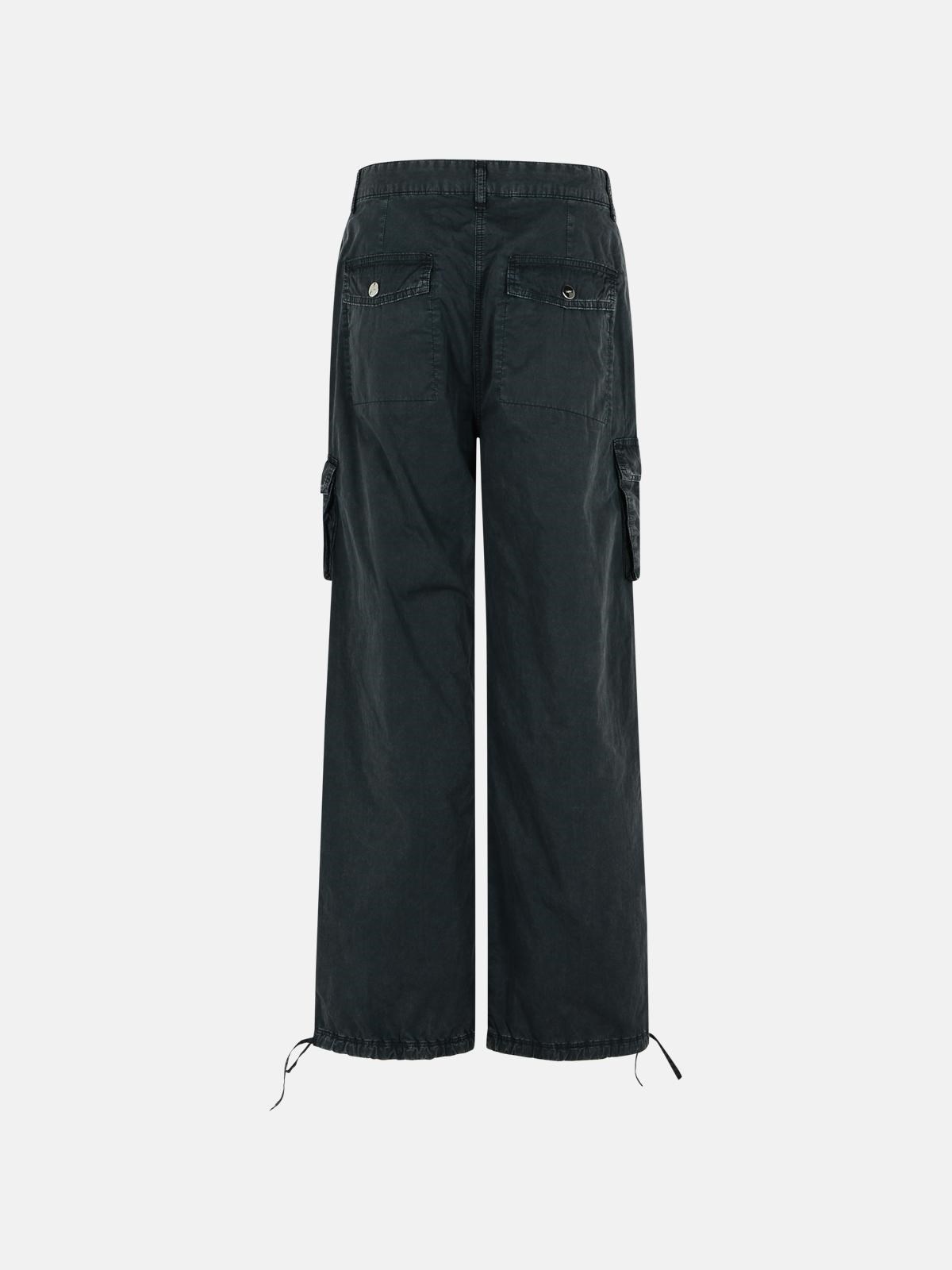 'CARGO' BLACK WASHED COTTON TWILL PANTS - 3