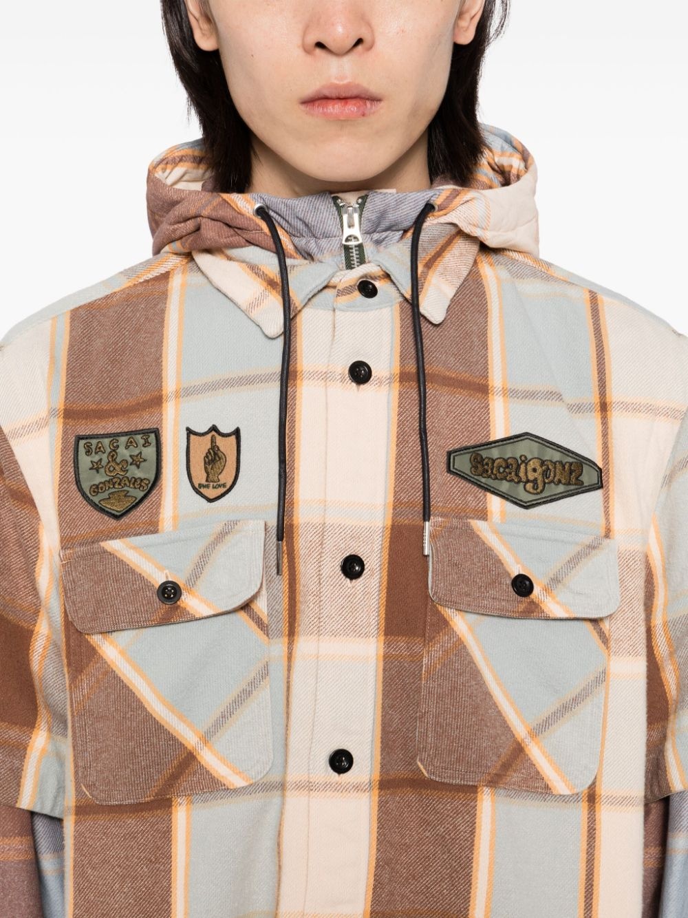 plaid check pattern shirt jacket - 5