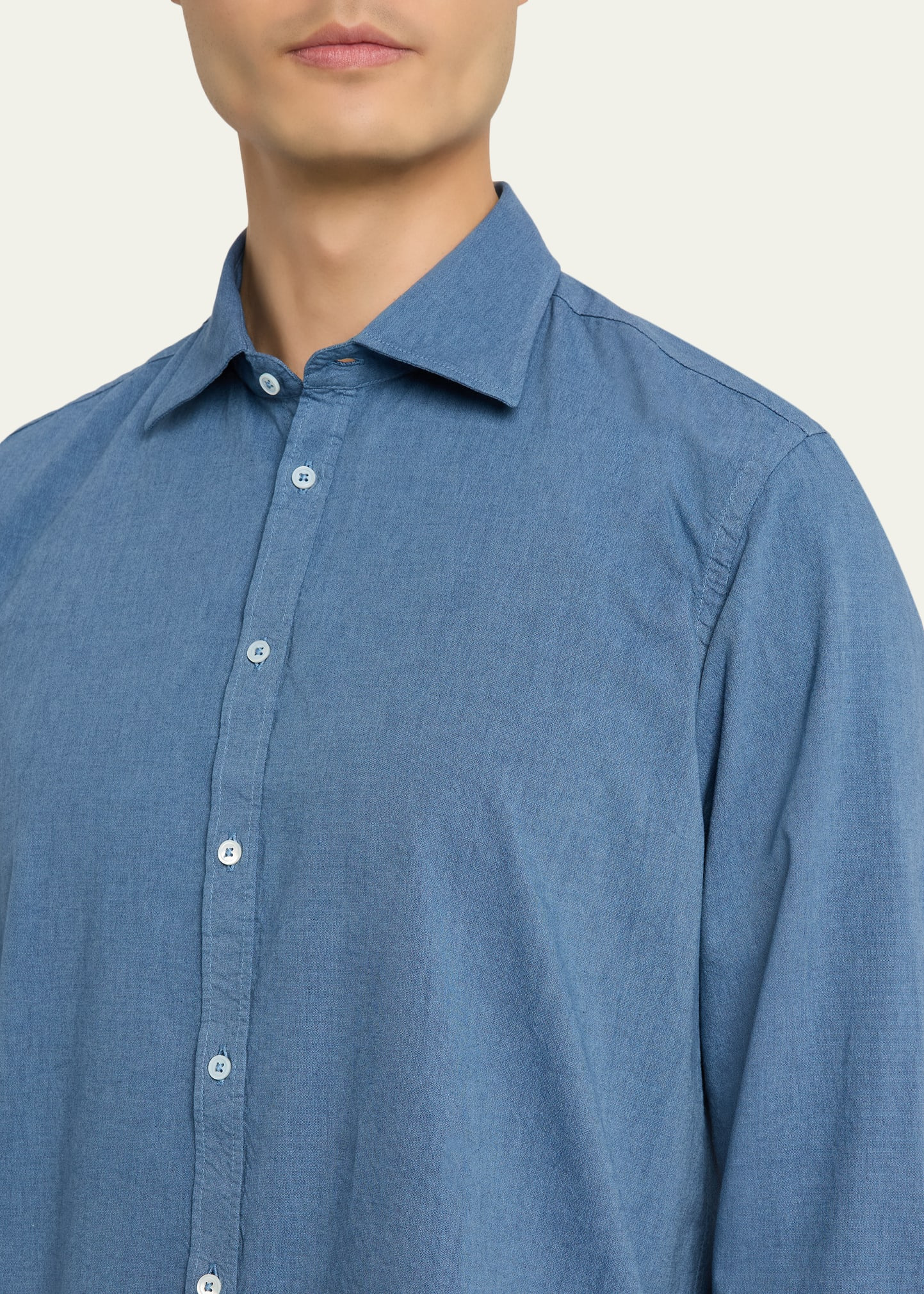 Men's Genova Chambray Watercolor Shirt - 5