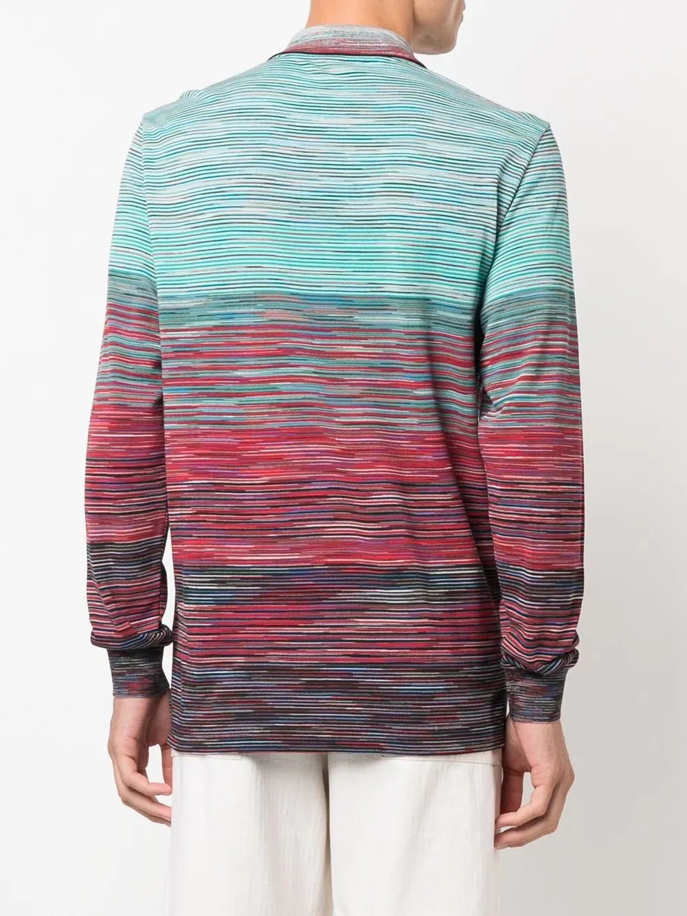 striped long-sleeve polo shirt - 4