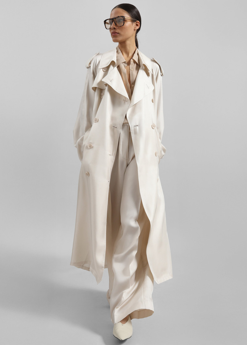 Veyron Silk Trench - Ivory 5