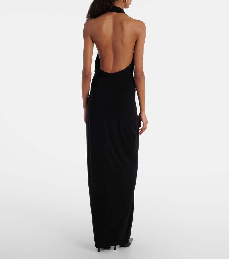 Halterneck velvet midi dress 3