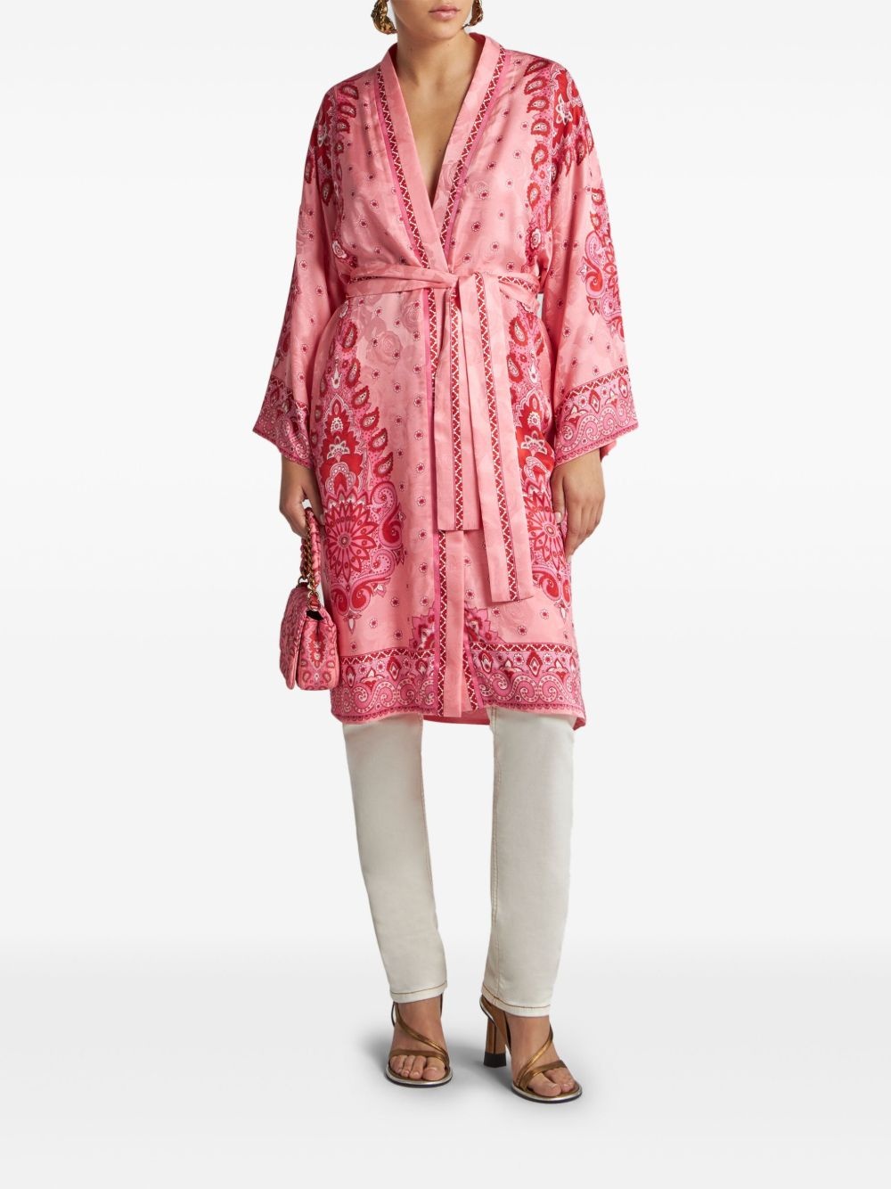 paisley-print robe jacket - 2