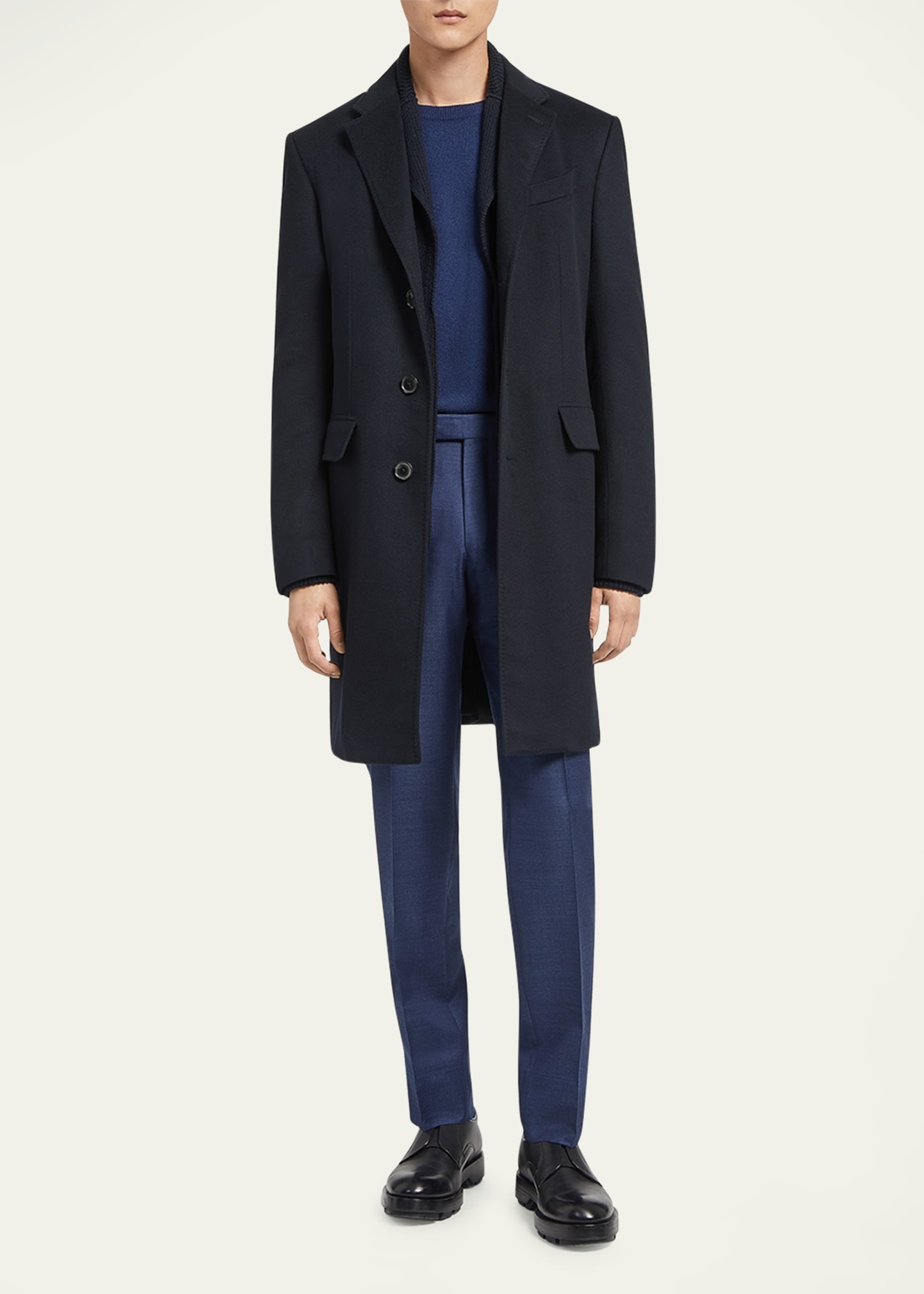 Men's Solid Cashmere Topcoat - 2
