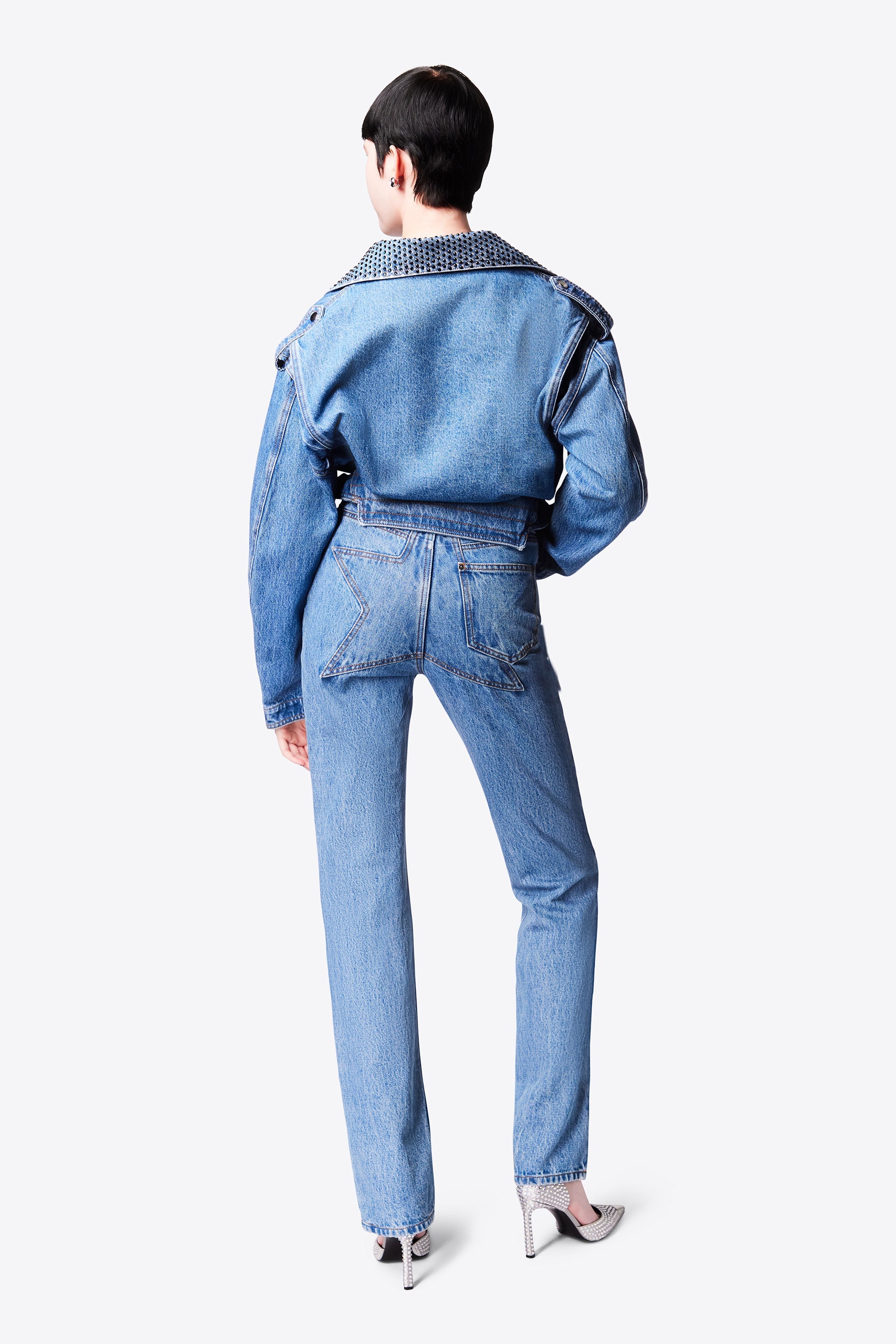 AREA CRYSTAL EMBELLISHED STRAIGHT LEG JEAN | REVERSIBLE