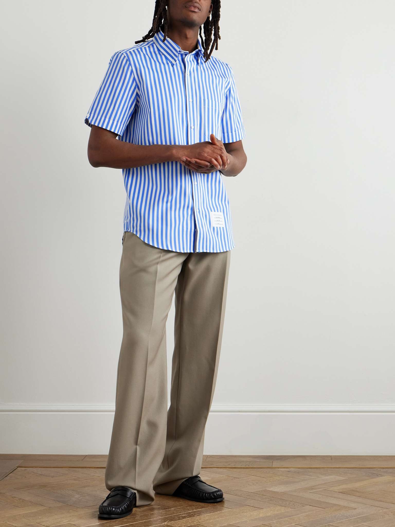 Button-Down Collar Logo-Appliquéd Striped Cotton-Poplin Shirt - 2
