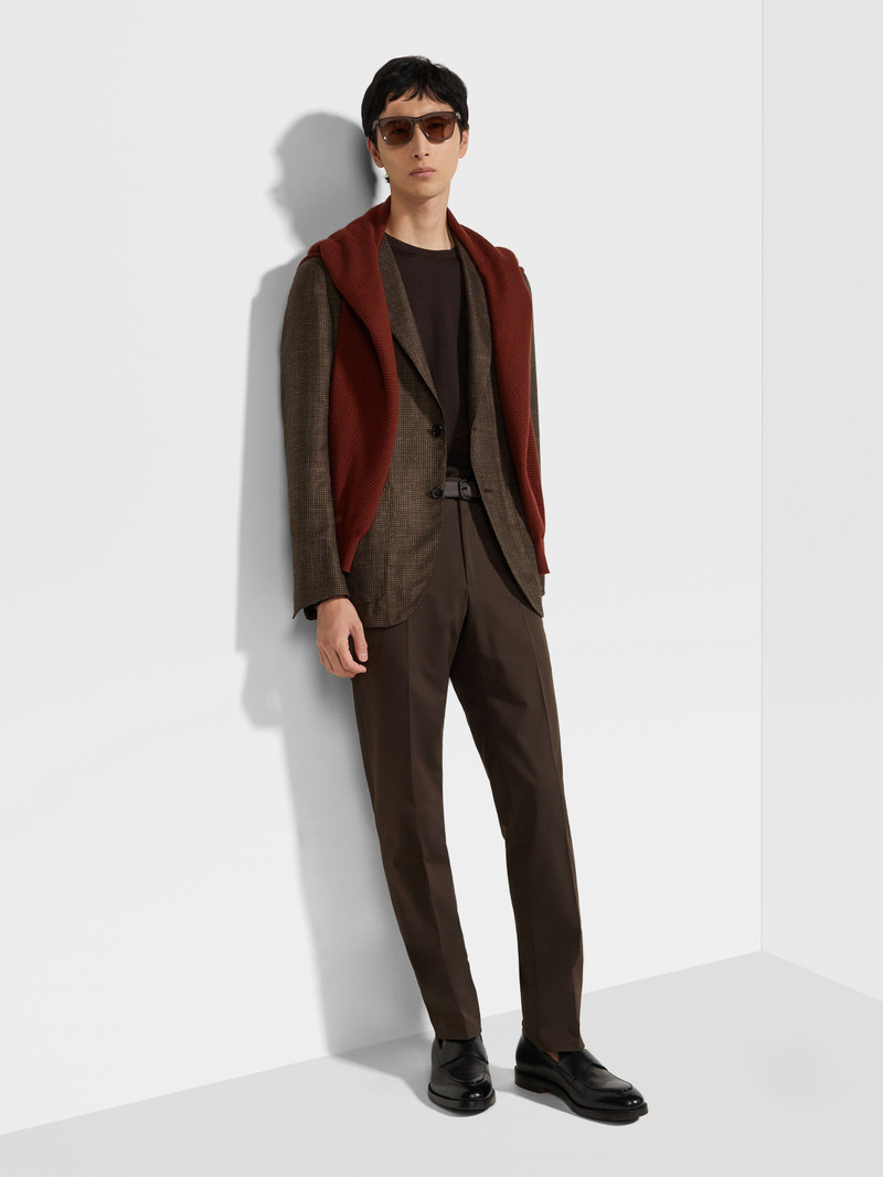 DARK BROWN CENTOVENTIMILA COTTON AND WOOL PANTS 3