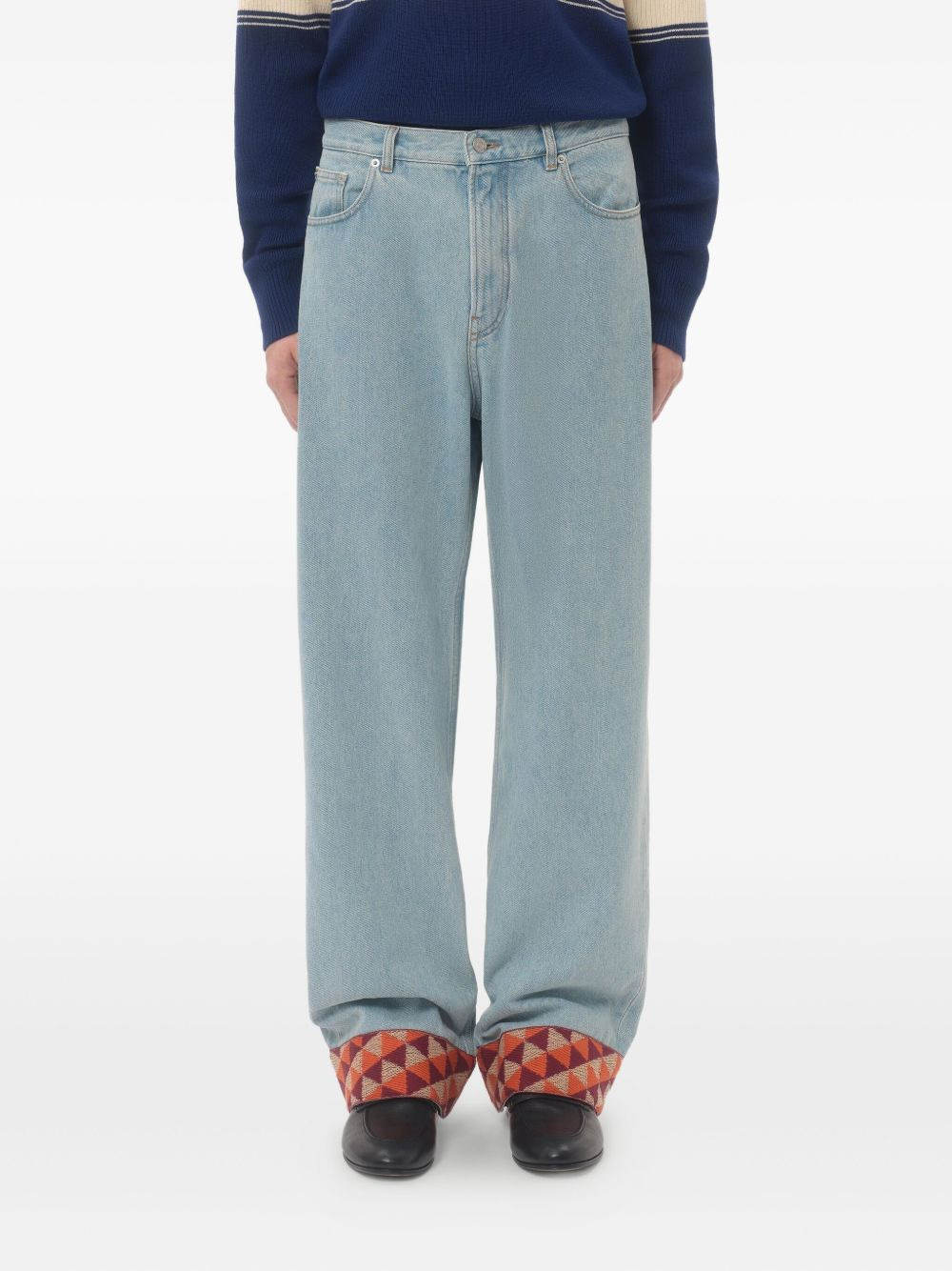 DENIM PANTS WITH JACQUARD HEM - 3