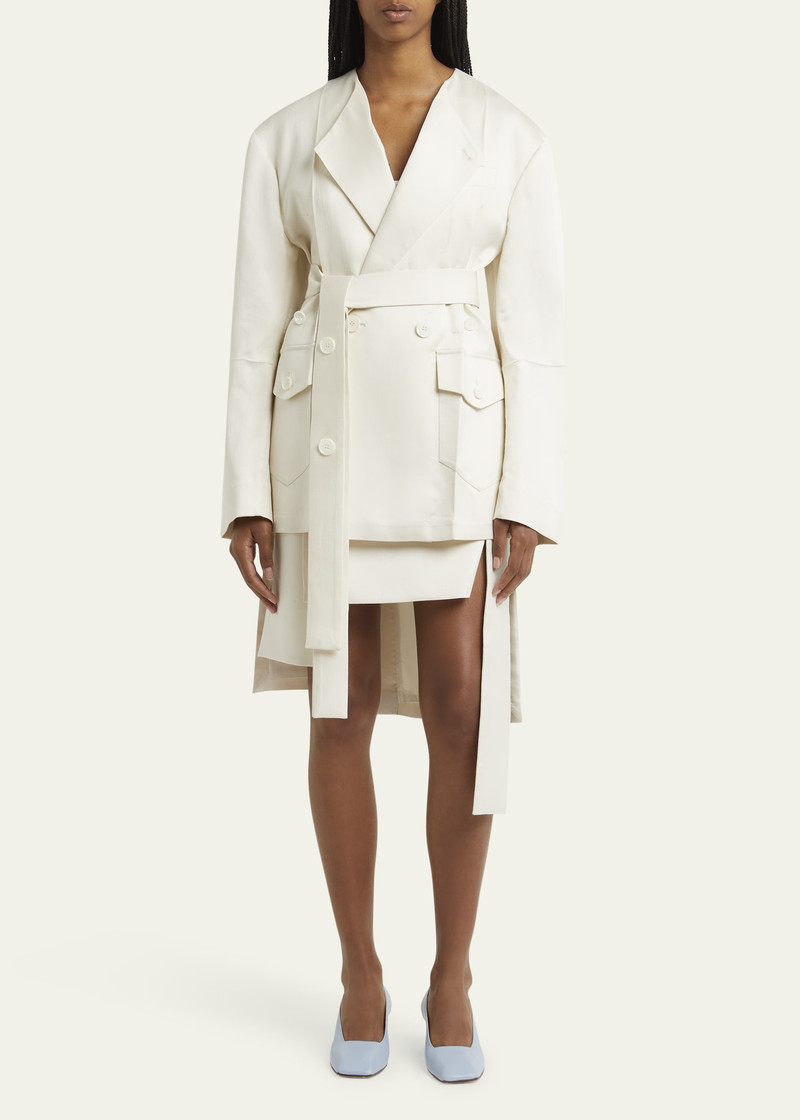 SETCHU No Collar Origami Belted Wool Jacket outlook