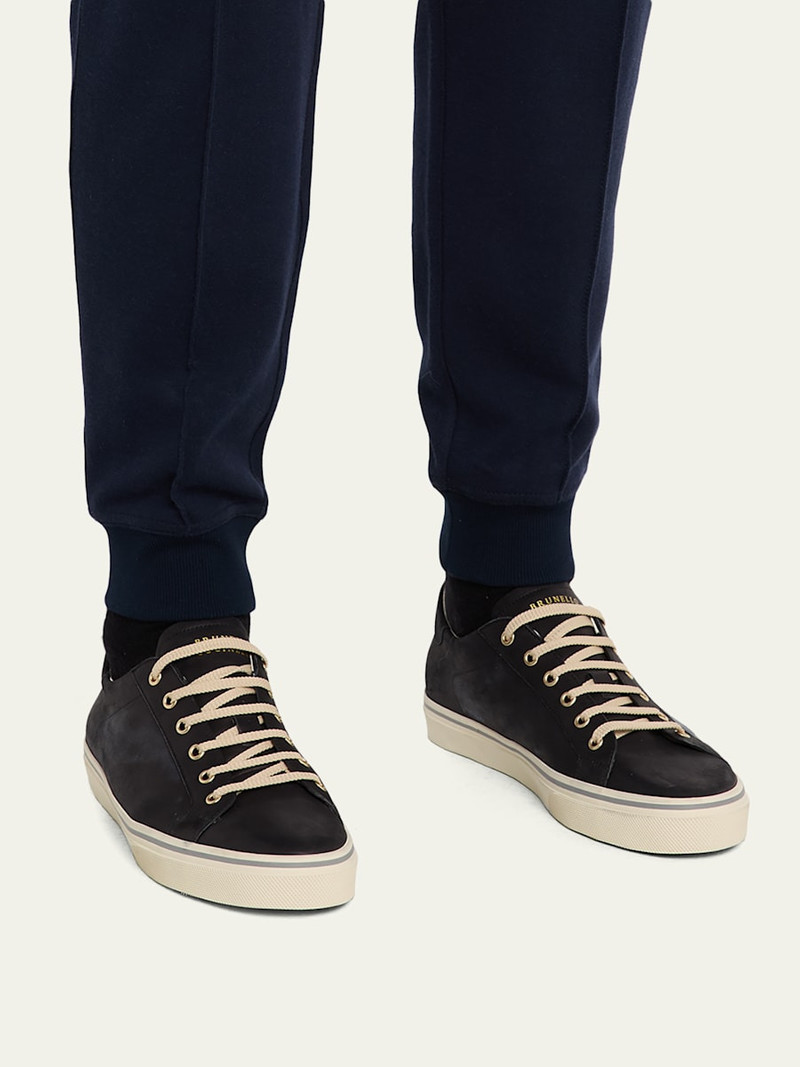 Brunello Cucinelli Men's Leather Foiled Logo Low-Top Sneakers outlook