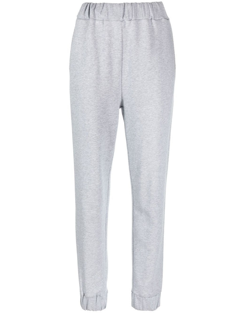 melange-effect slim-cut trousers 1