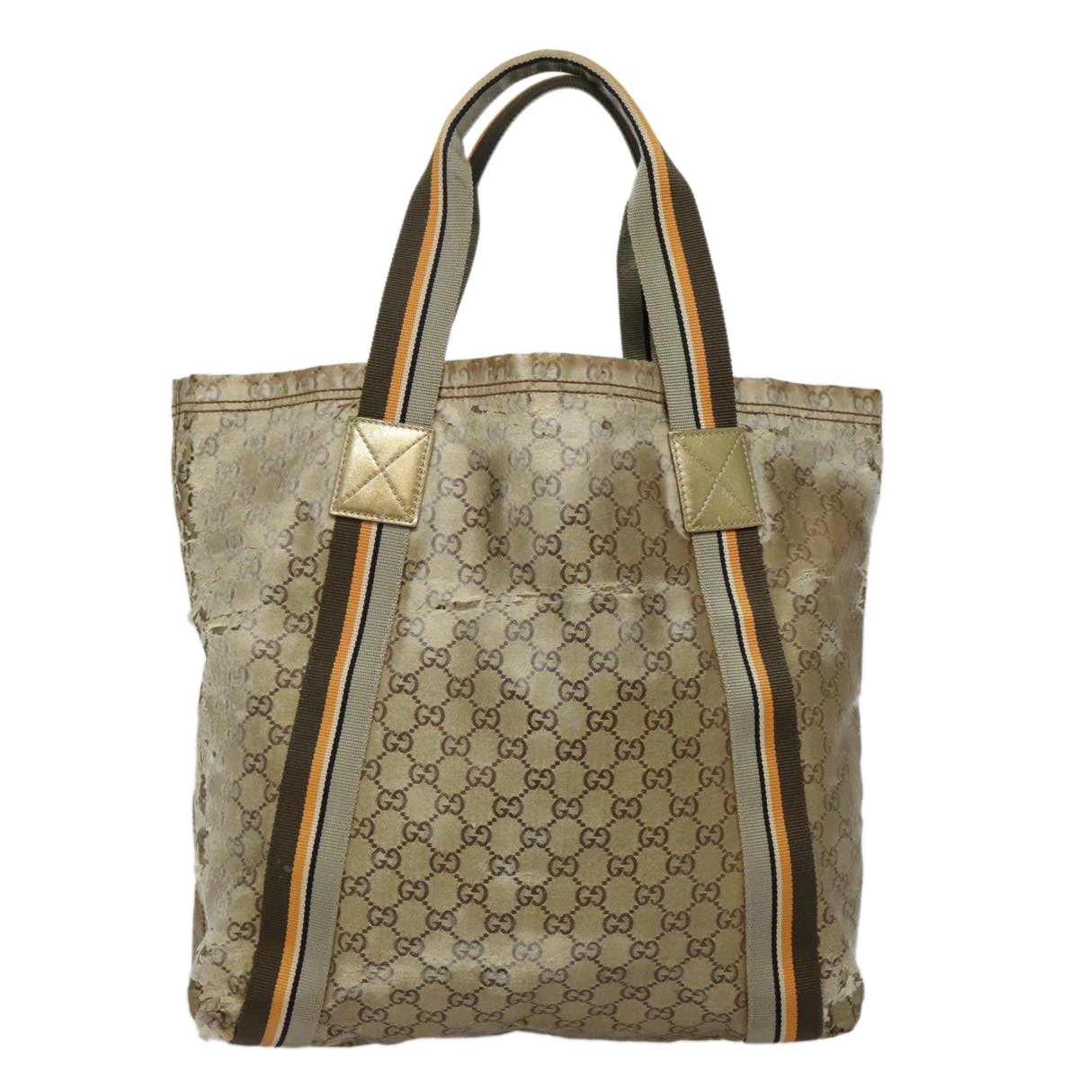 GUCCI GG Canvas Sherry Line Tote Bag Coated Canvas Gold Orange - 5