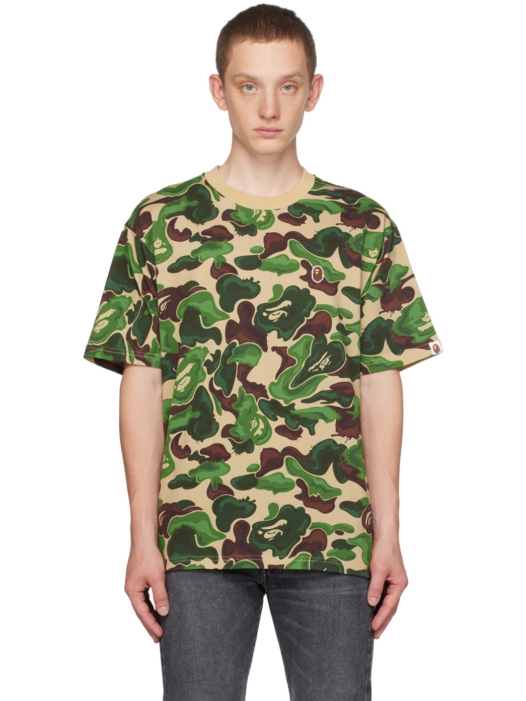 Green Art Camo Ape Head One Point T-Shirt - 1