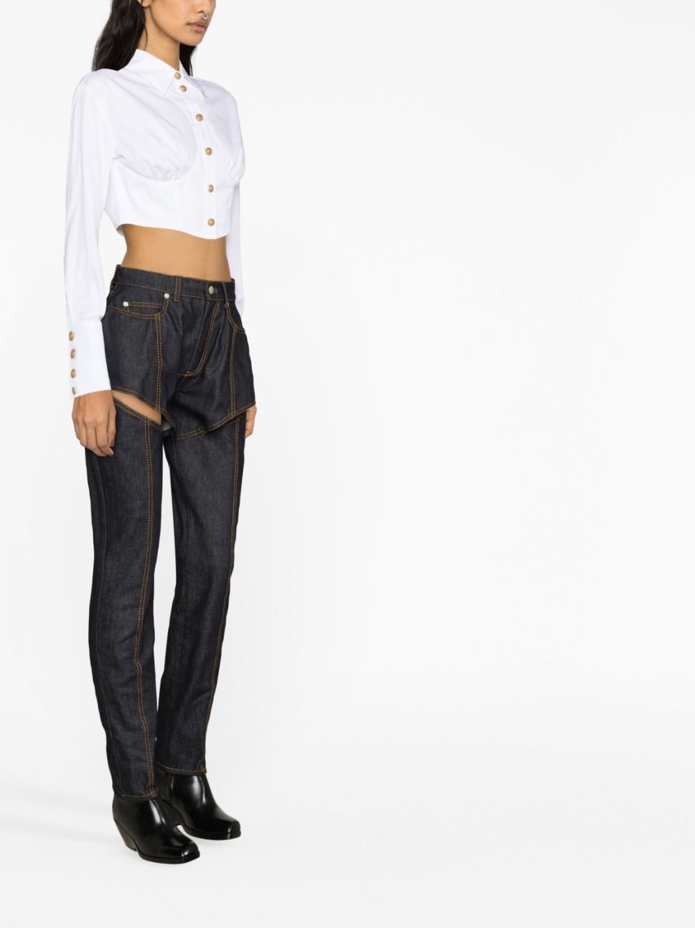 cropped ruched cotton shirt - 3