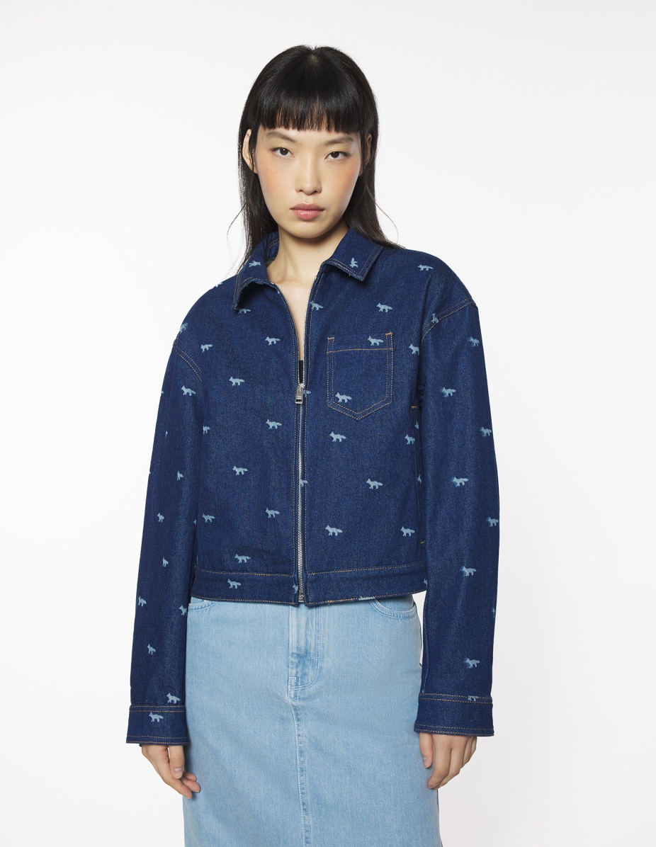 ZIPPED CROPPED DENIM JACKET - 3
