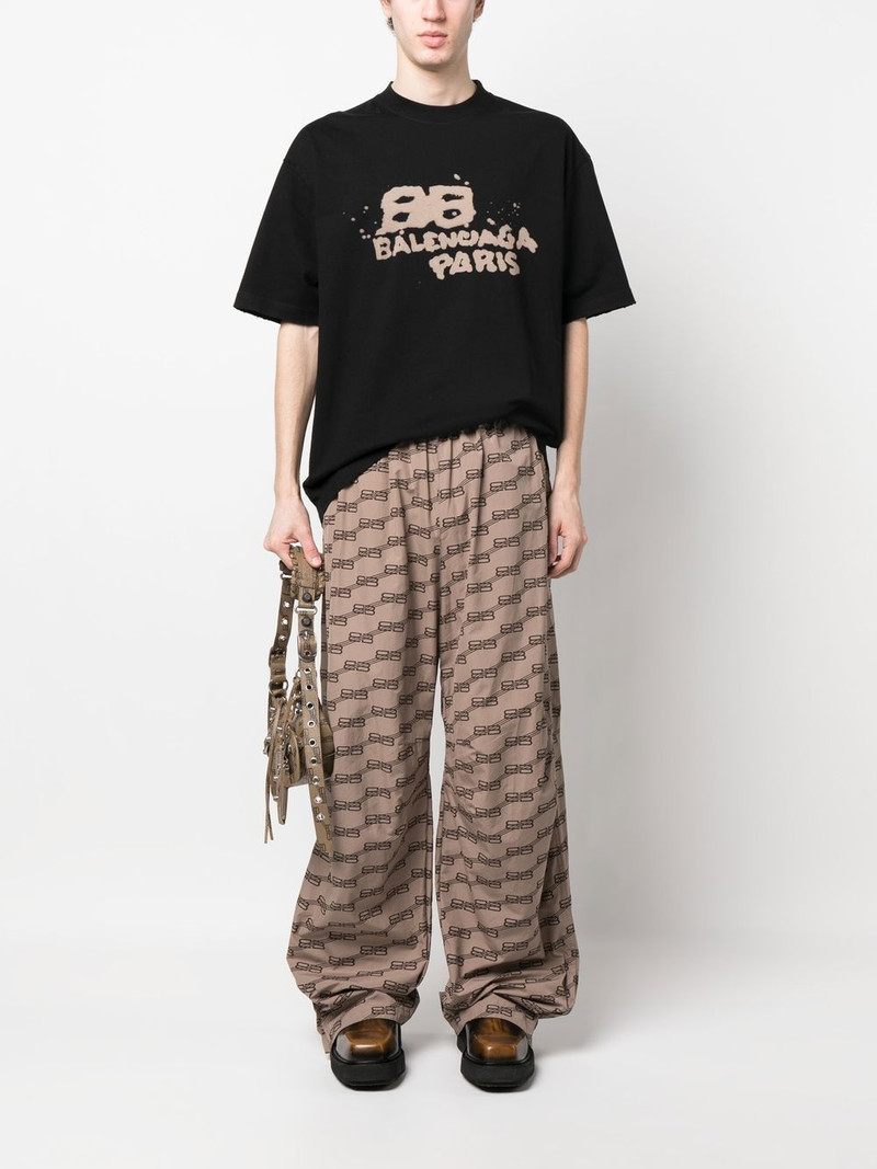 BALENCIAGA Men's Bb Monogram Regular Fit Tracksuit Pants in Beige outlook