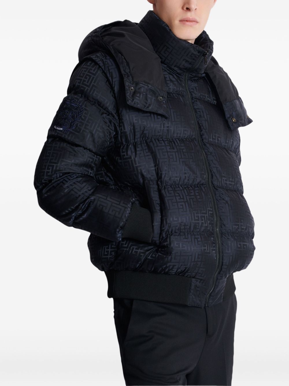 monogram-jacquard padded jacket - 6
