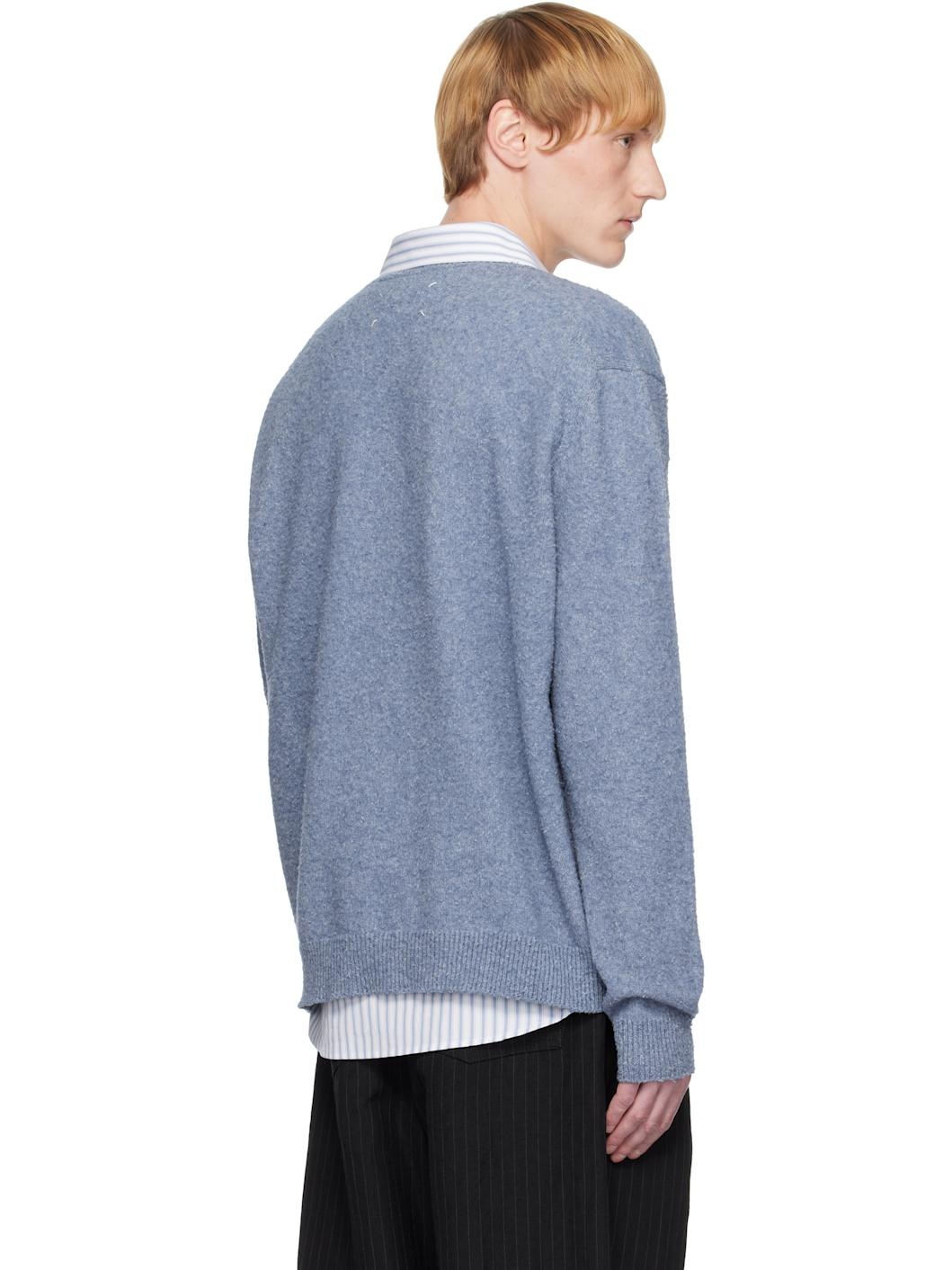 Blue Pile Knit Sweater - 3