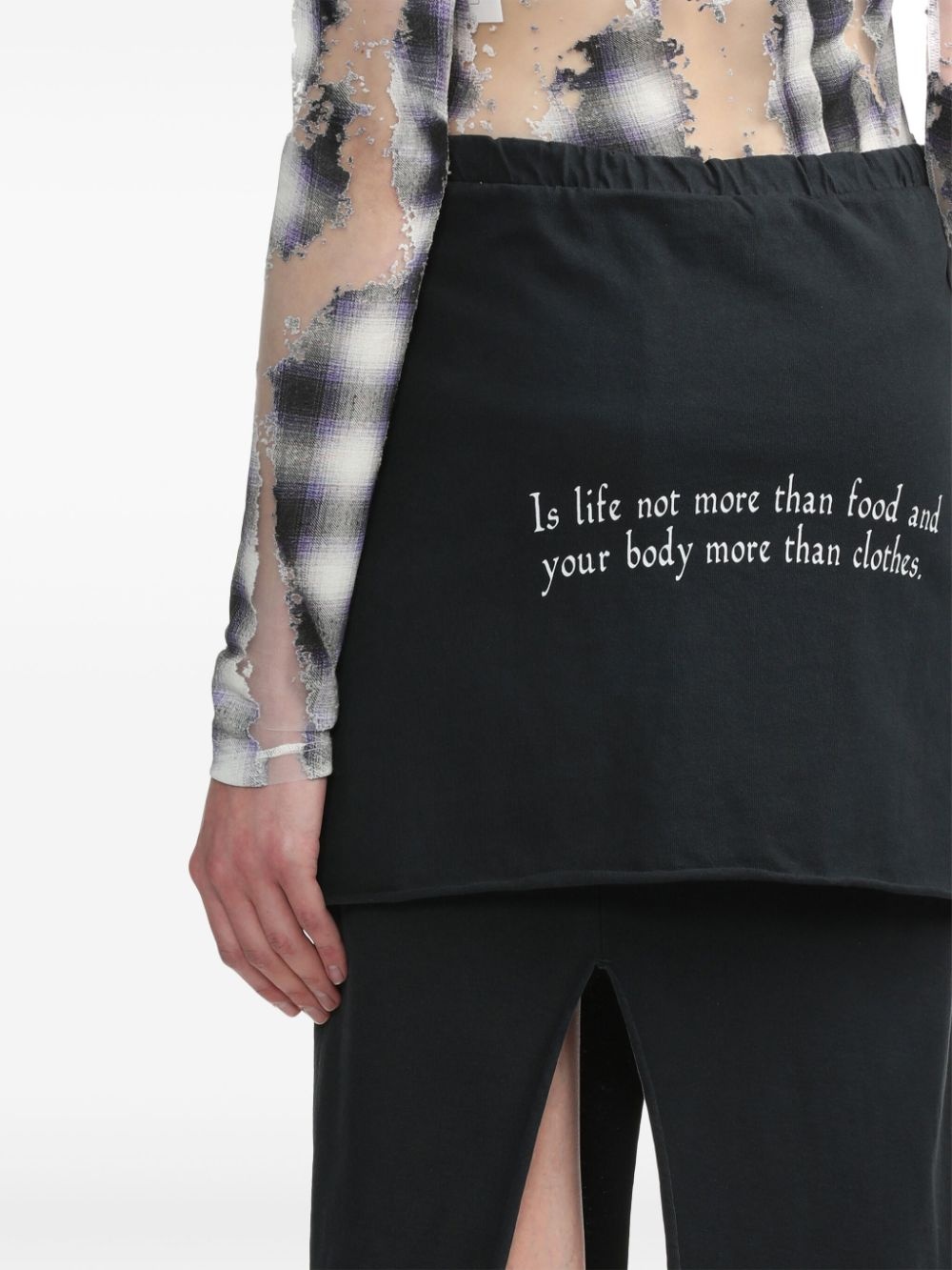 layered hand-print cotton skirt - 5