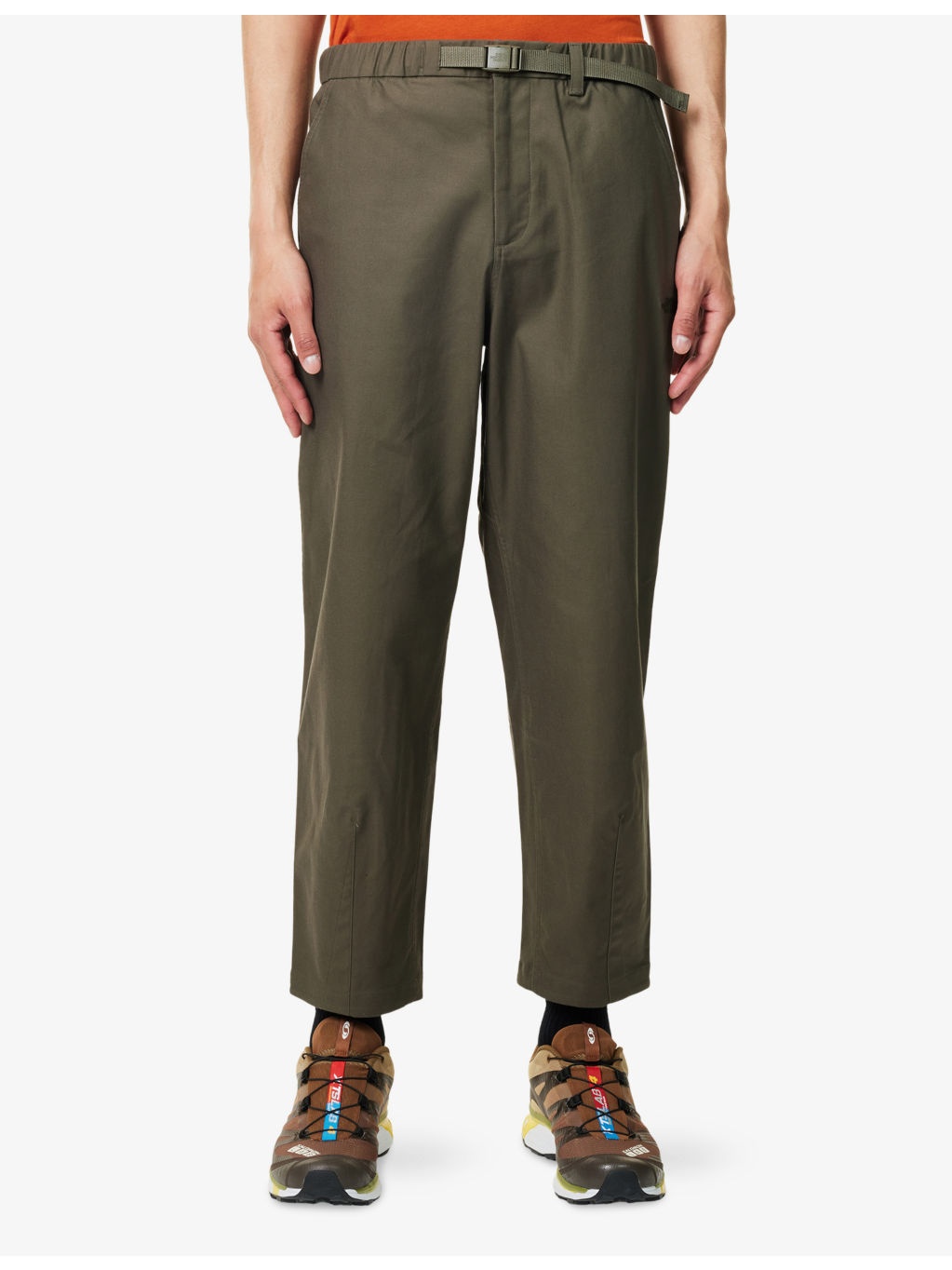 Belted Tapered-Leg Cotton Trousers - 3