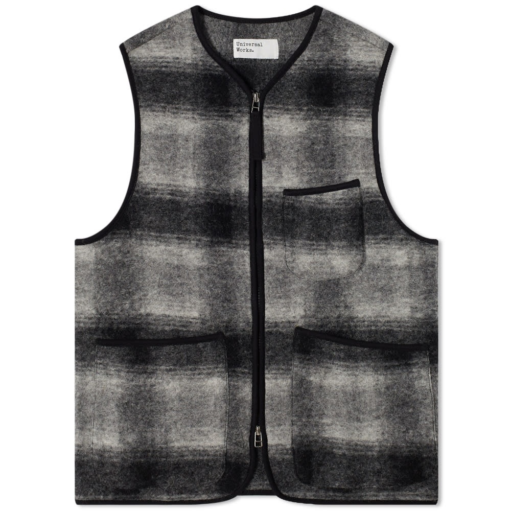 Universal Works Wool Fleece Check Zip Waistcoat - 1