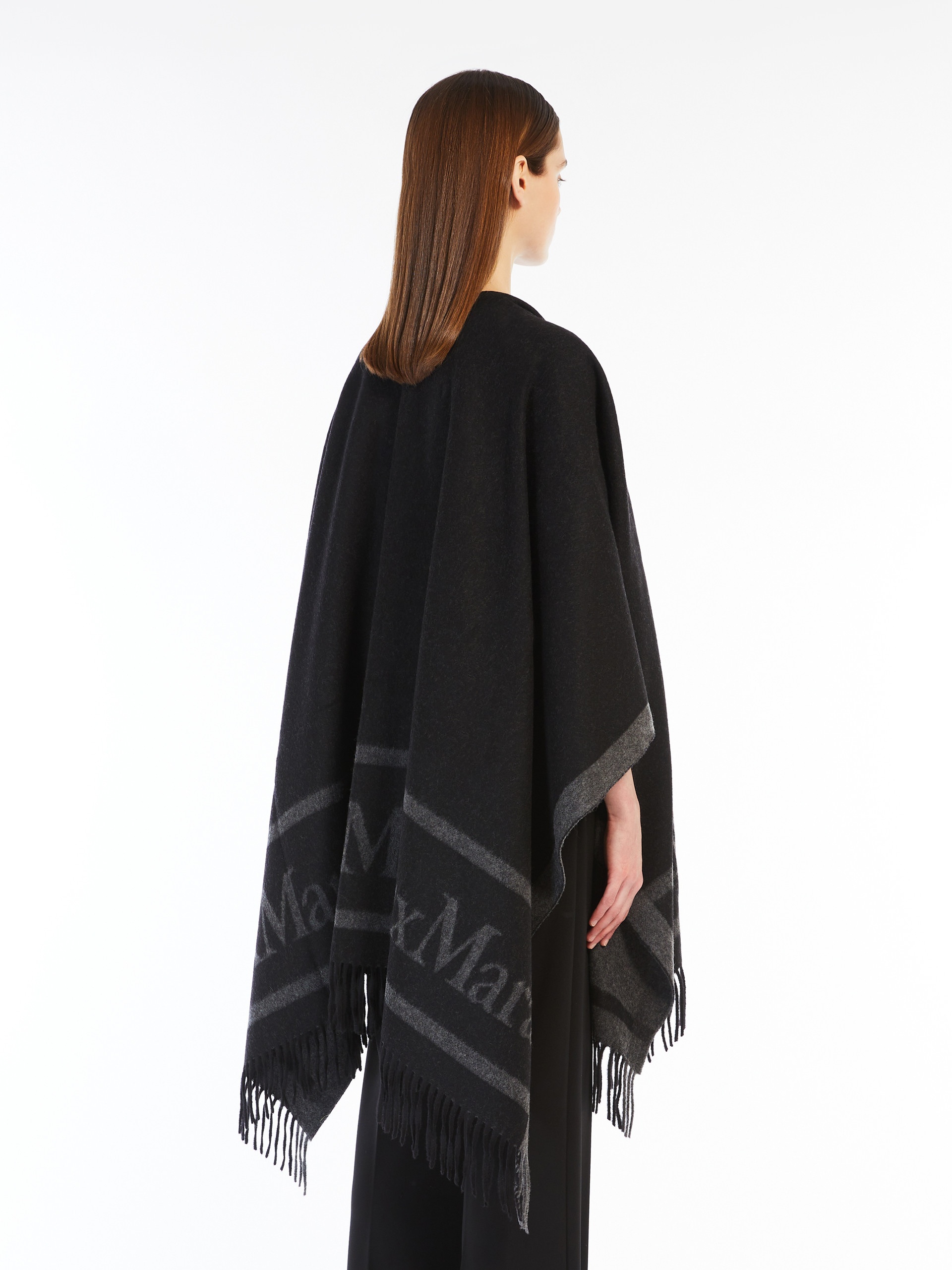 HILDE Jacquard logo-decorated wool poncho - 4