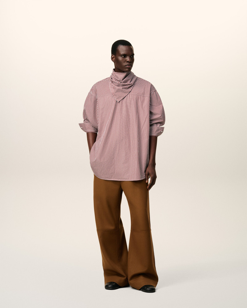 AMI Paris BURGUNDY COTTON LONG SLEEVES STRIPED BANDANA BLOUSE outlook