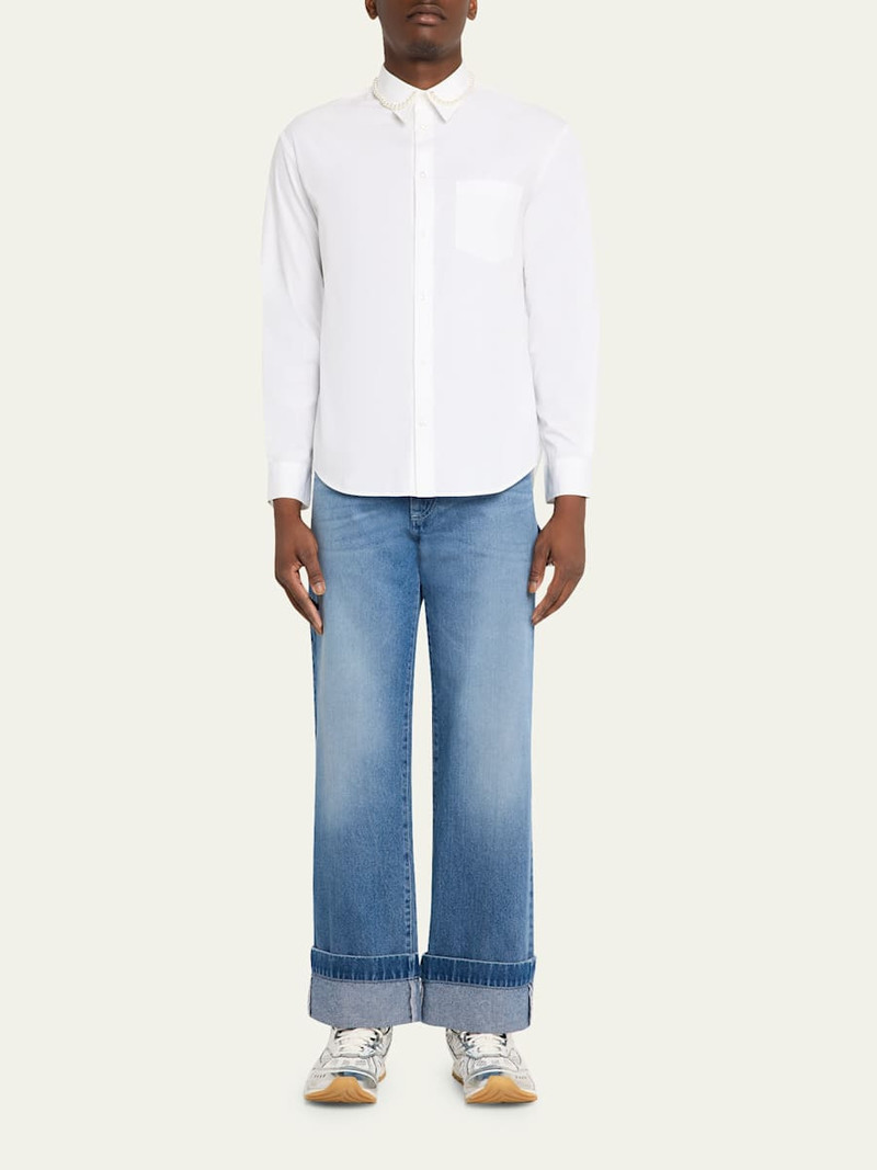 Simone Rocha Men's Pearly-Collar Cotton Button-Down Shirt outlook