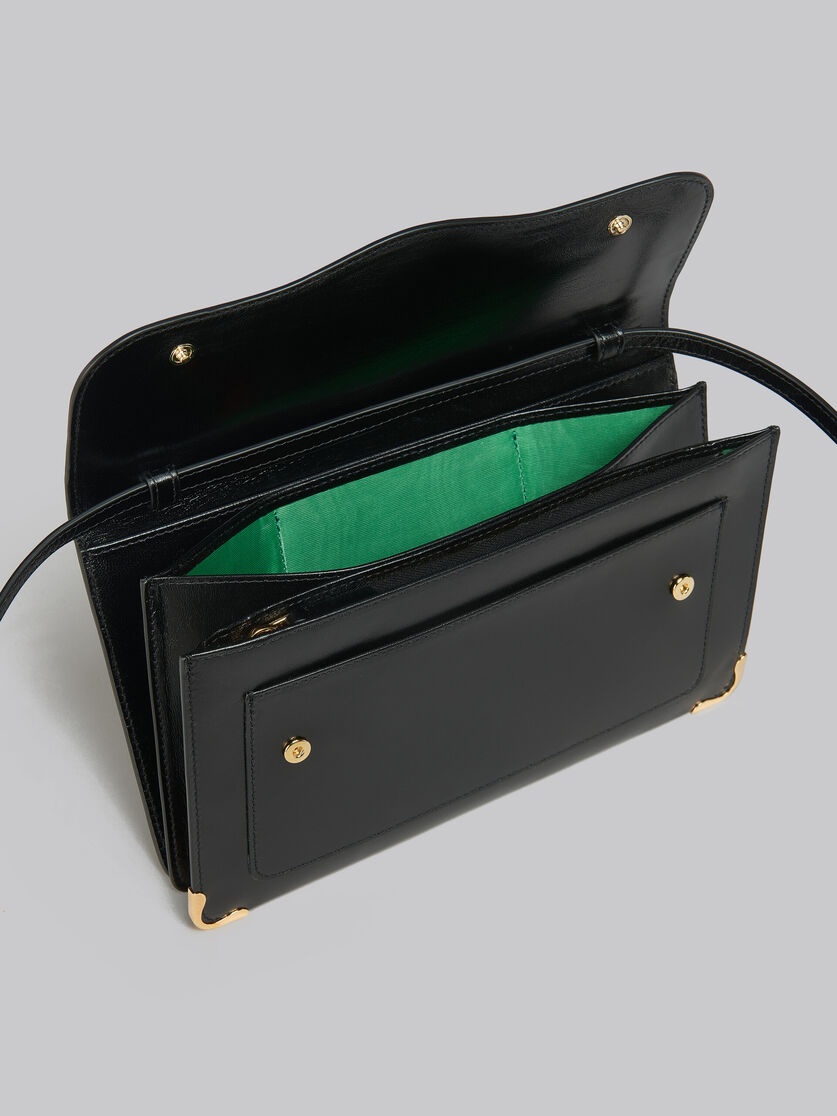 BLACK LEATHER POUCH WITH WAVY FLAP - 4